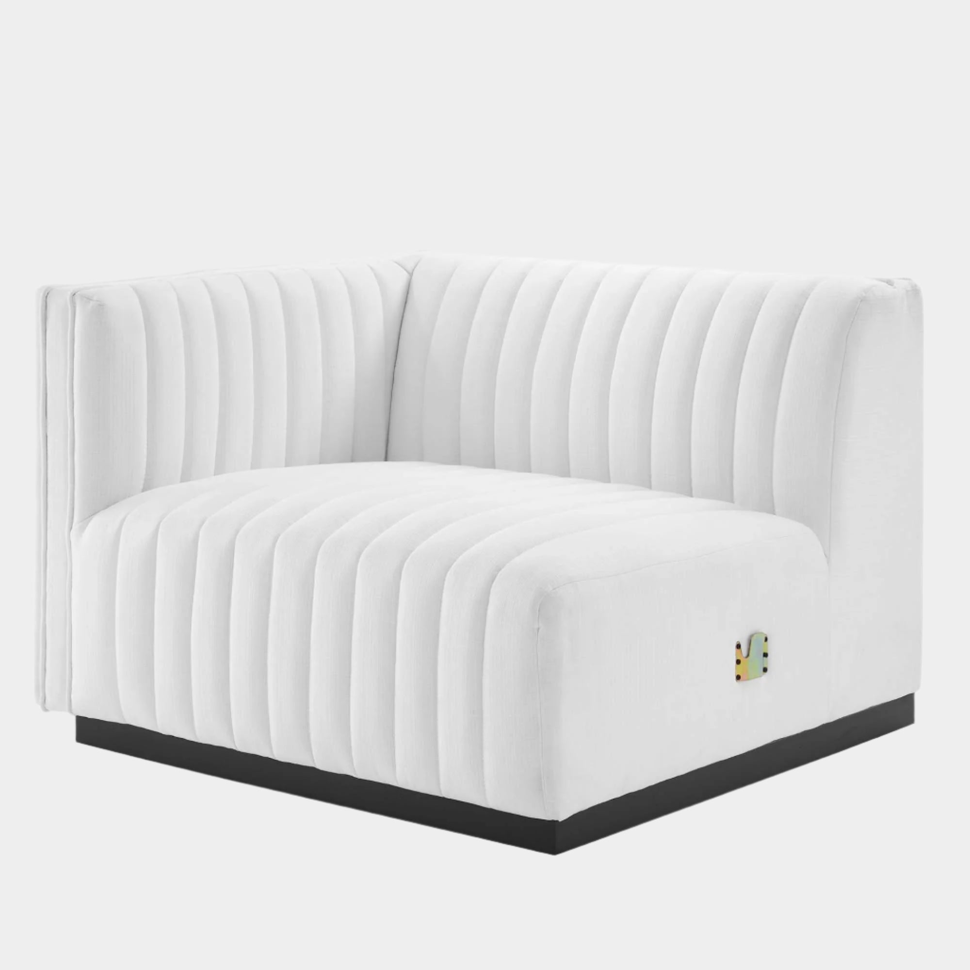 Chaise à accoudoir gauche en tissu capitonné Conjure Channel