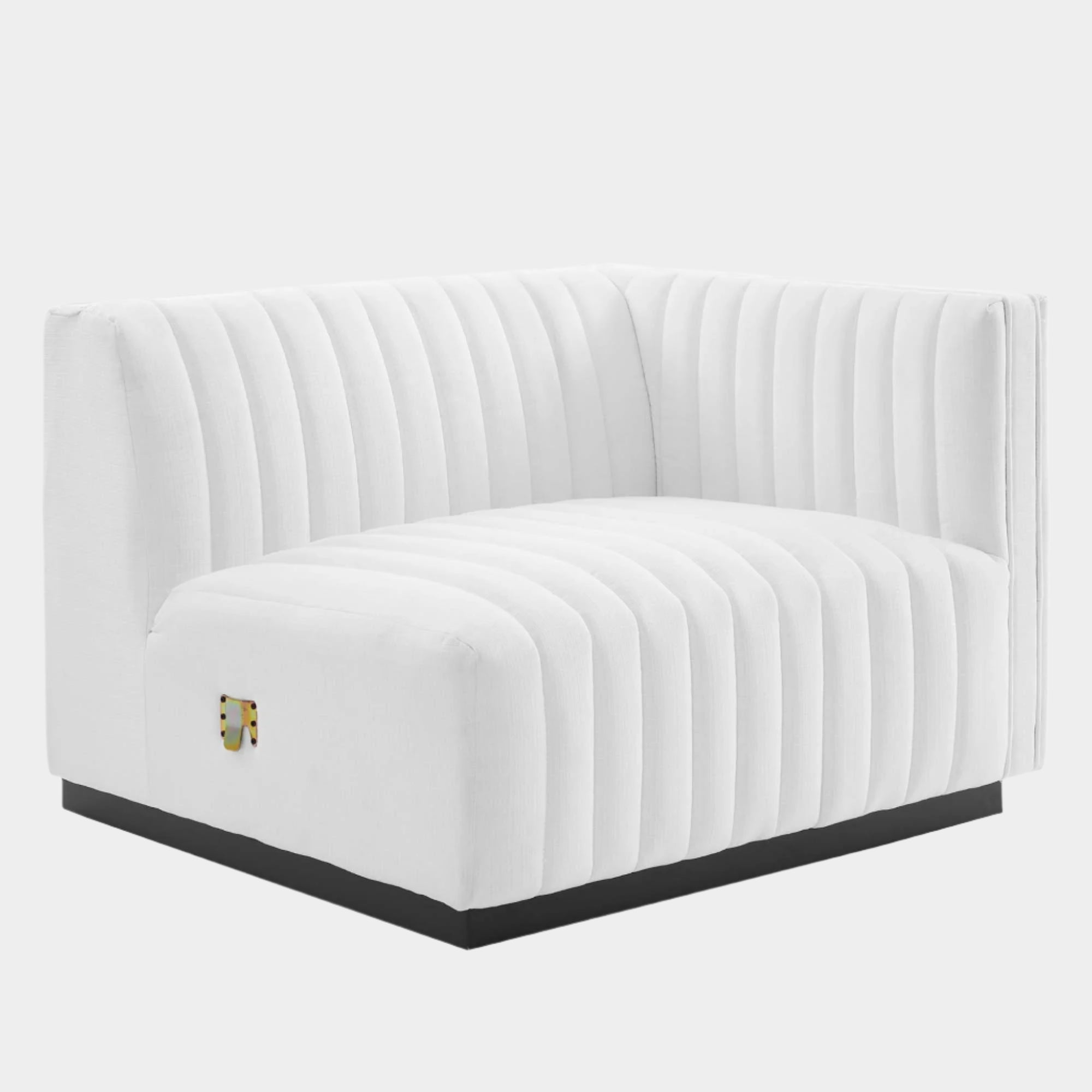 Fauteuil à accoudoir droit capitonné en tissu Conjure Channel