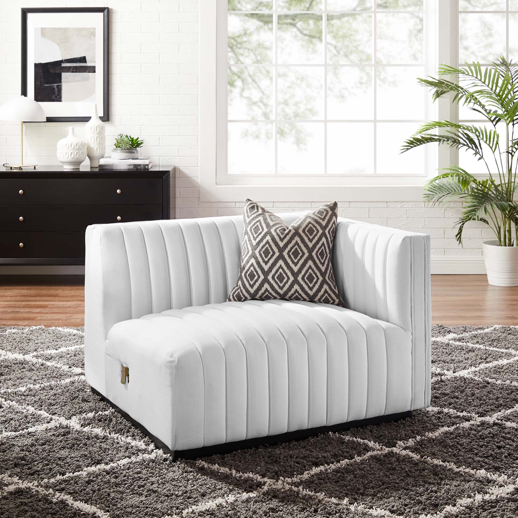 Fauteuil à accoudoir droit capitonné en tissu Conjure Channel
