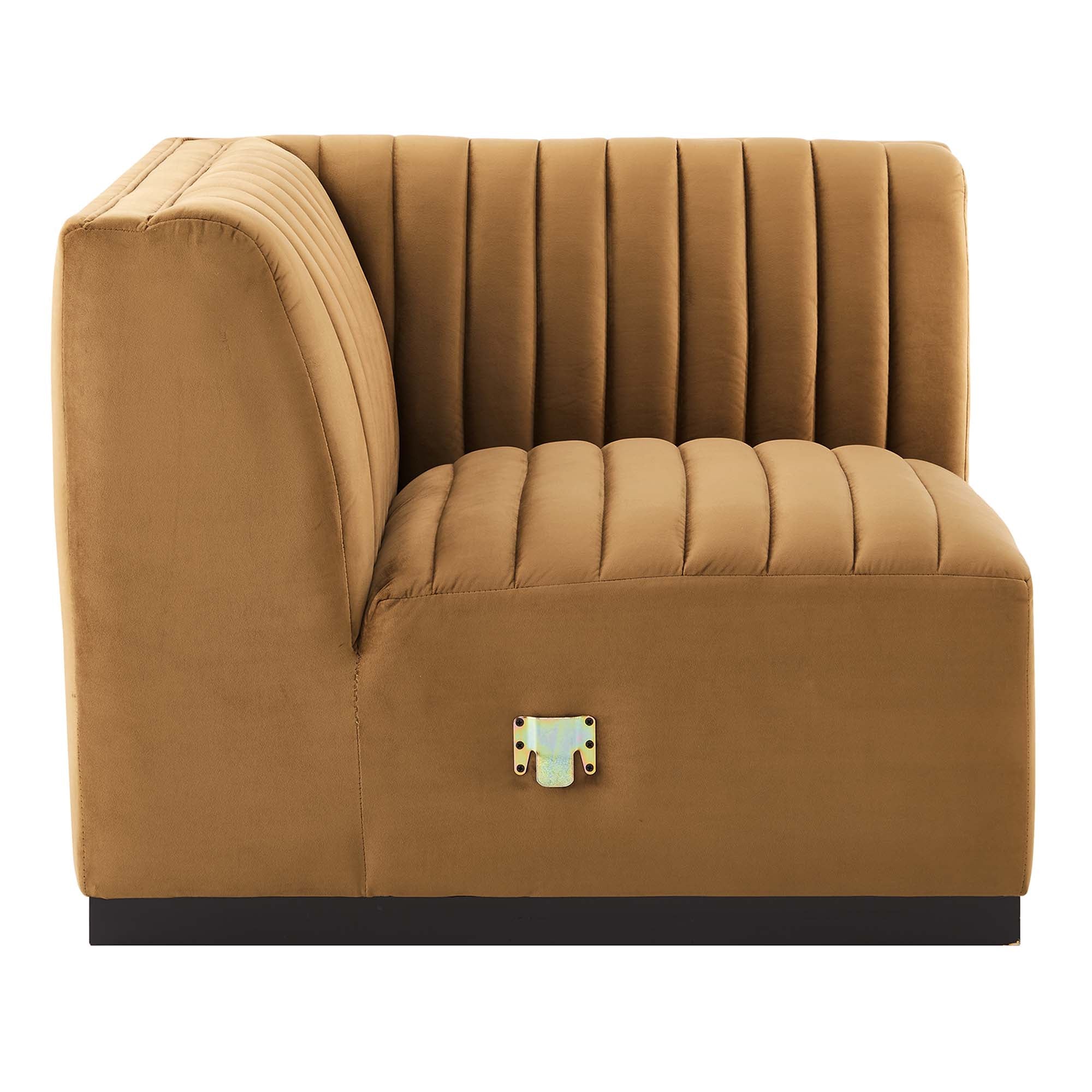 Chaise d'angle gauche en velours capitonné Conjure Channel