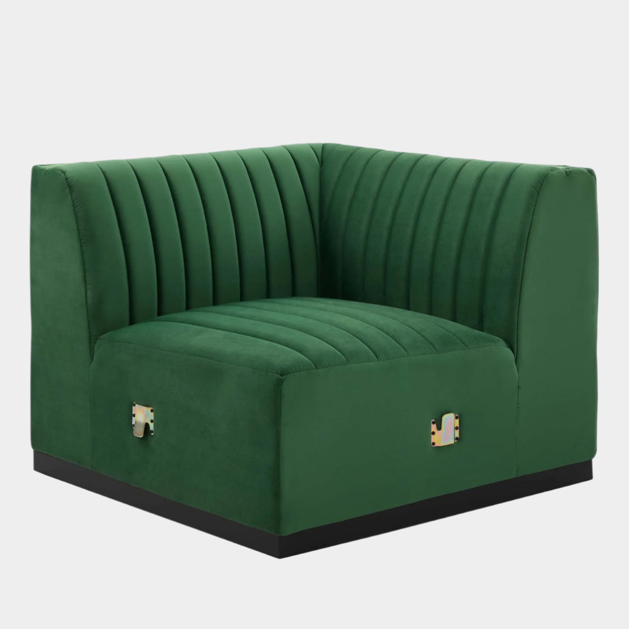 Chaise d'angle gauche en velours capitonné Conjure Channel
