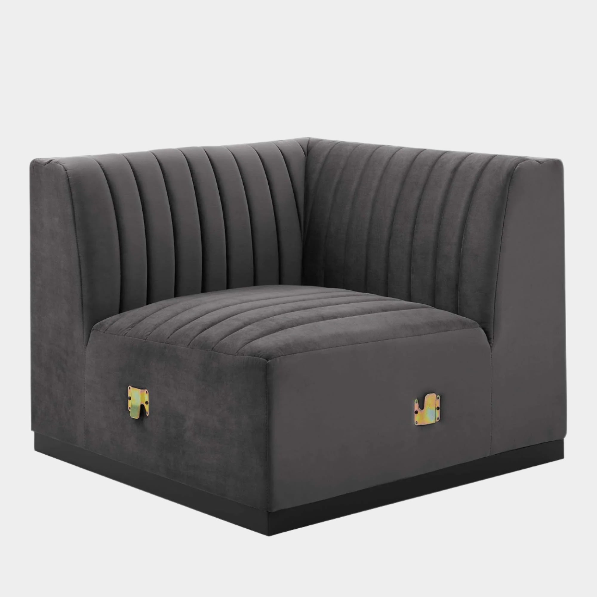 Chaise d'angle gauche en velours capitonné Conjure Channel