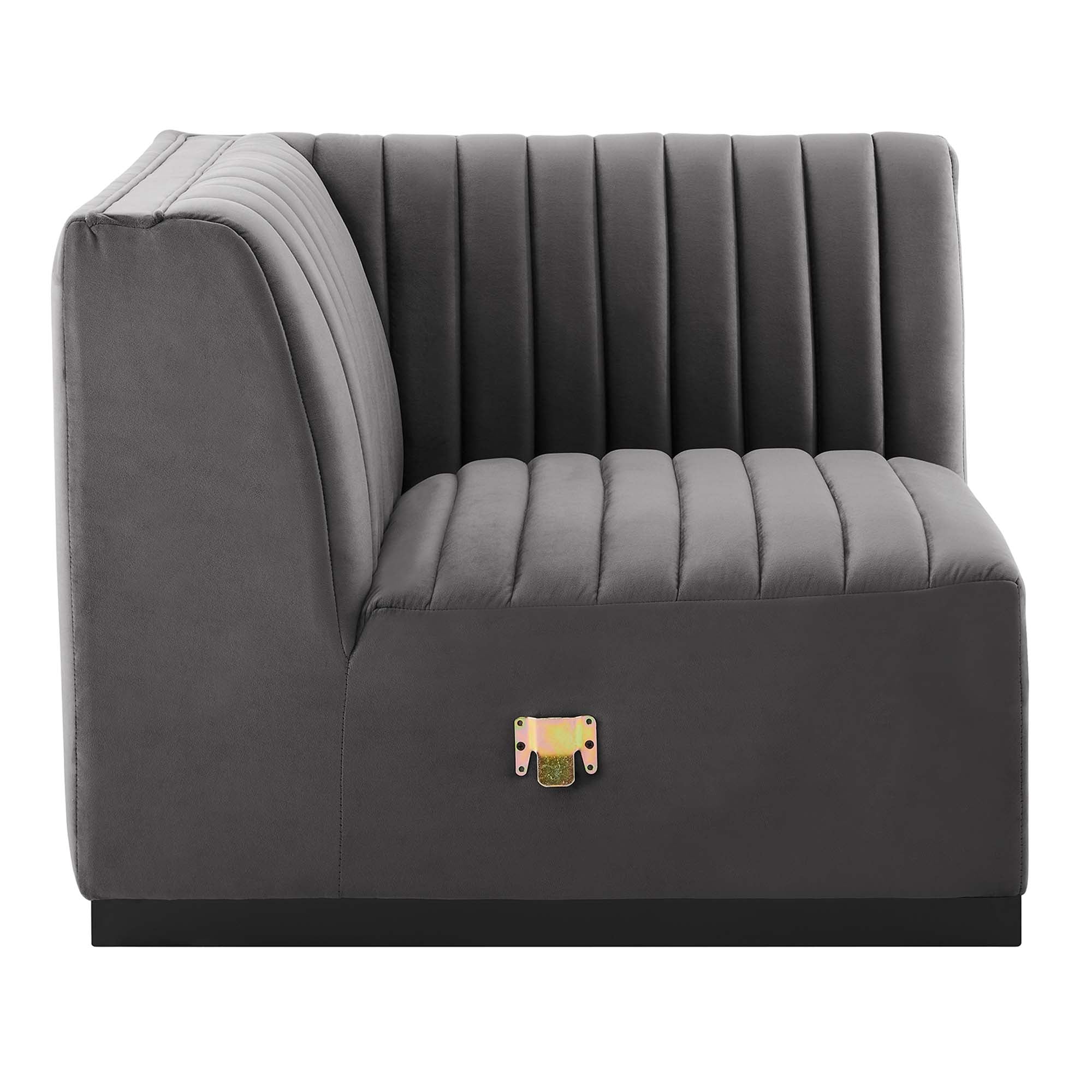 Chaise d'angle gauche en velours capitonné Conjure Channel