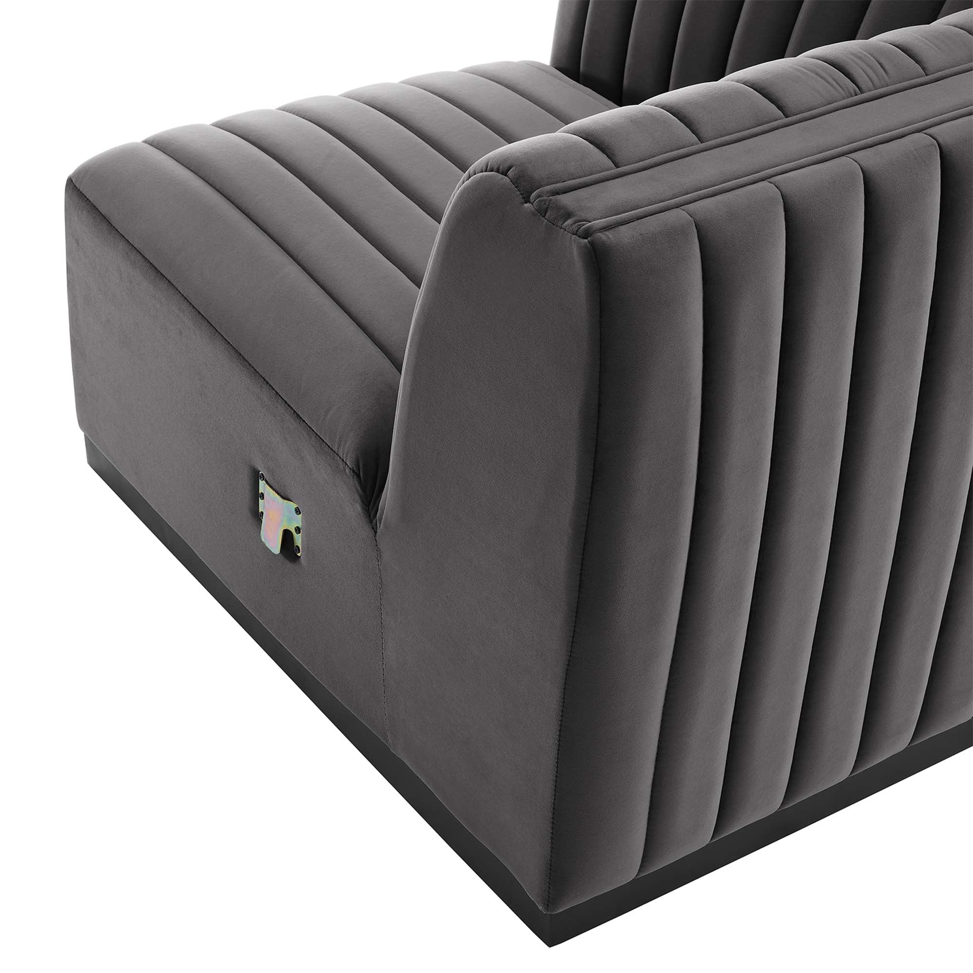 Chaise d'angle gauche en velours capitonné Conjure Channel