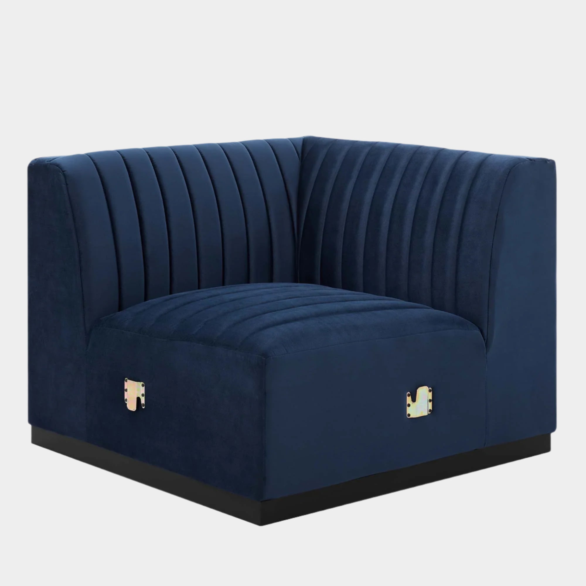 Chaise d'angle gauche en velours capitonné Conjure Channel