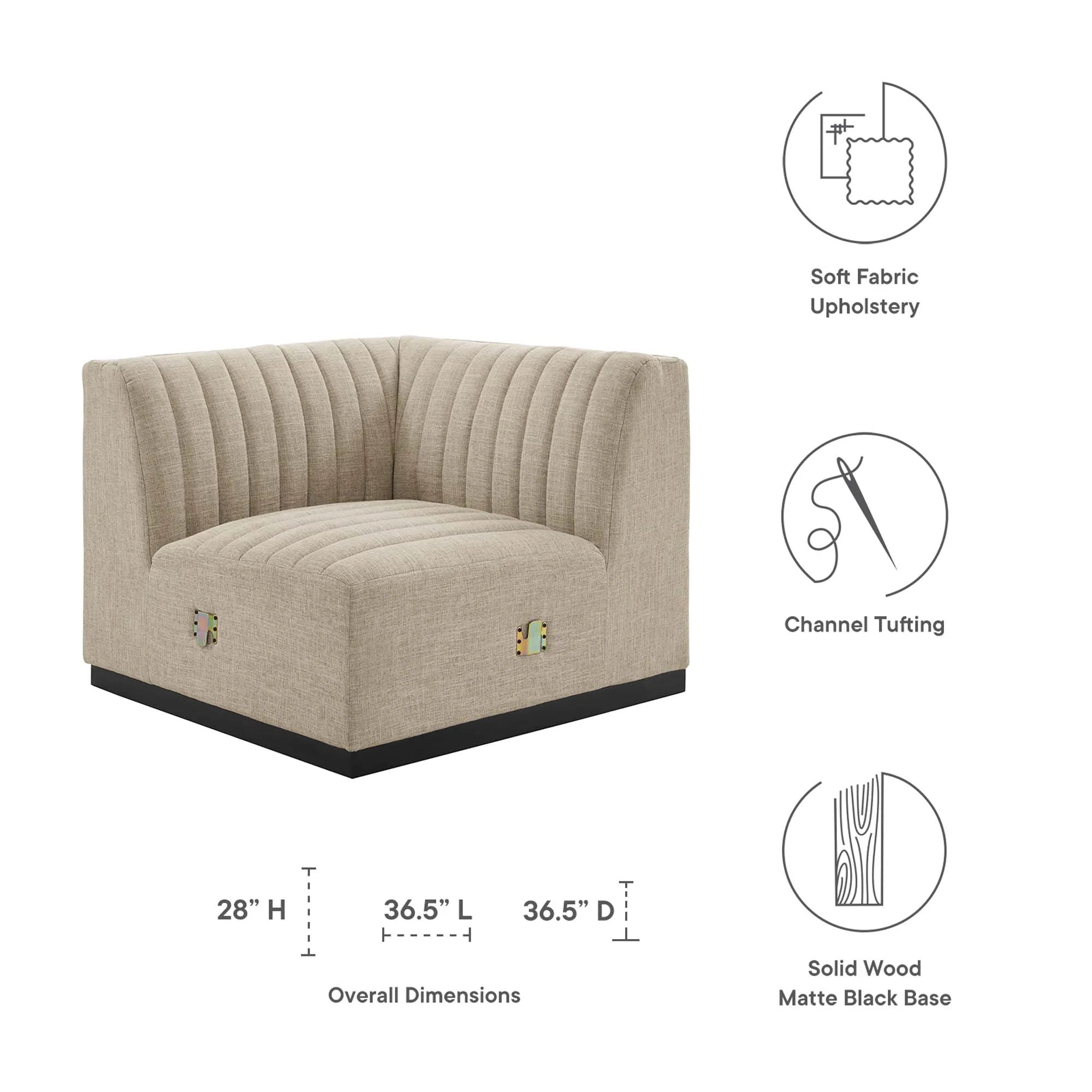 Chaise d'angle gauche en tissu capitonné Conjure Channel