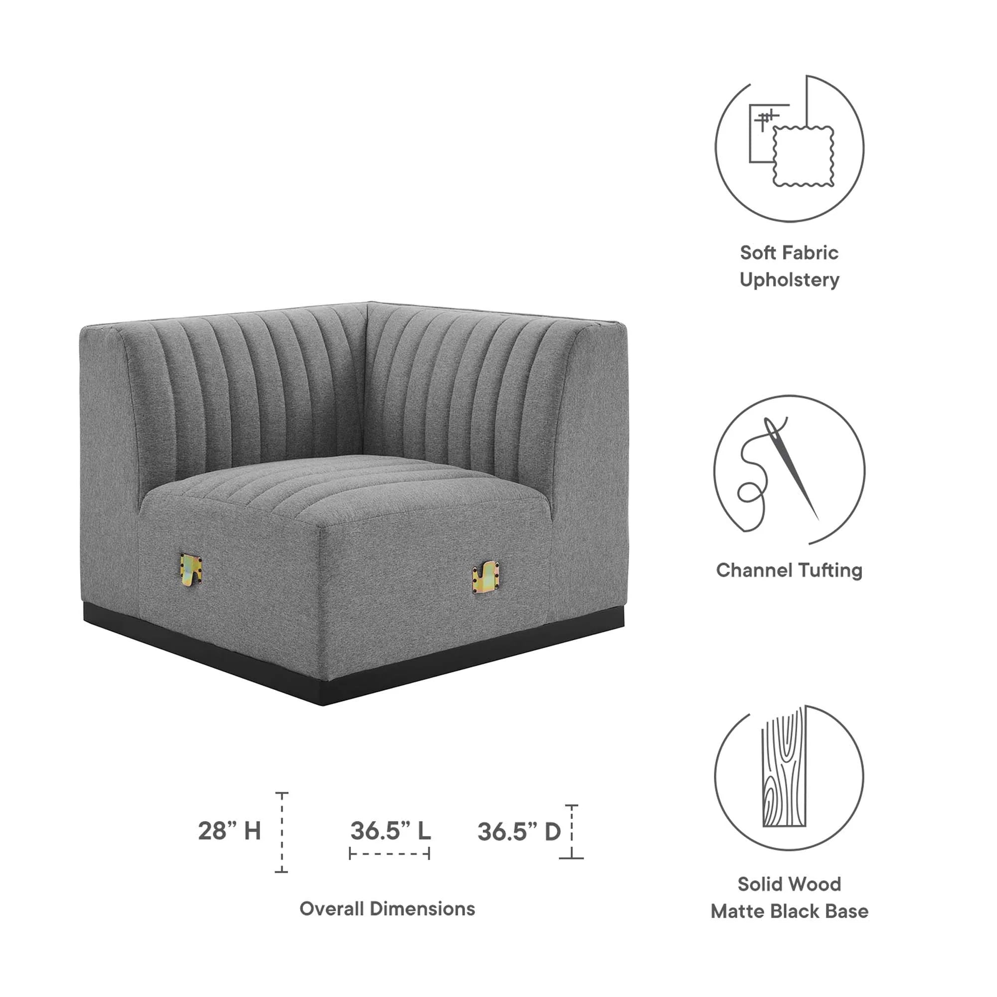 Chaise d'angle gauche en tissu capitonné Conjure Channel