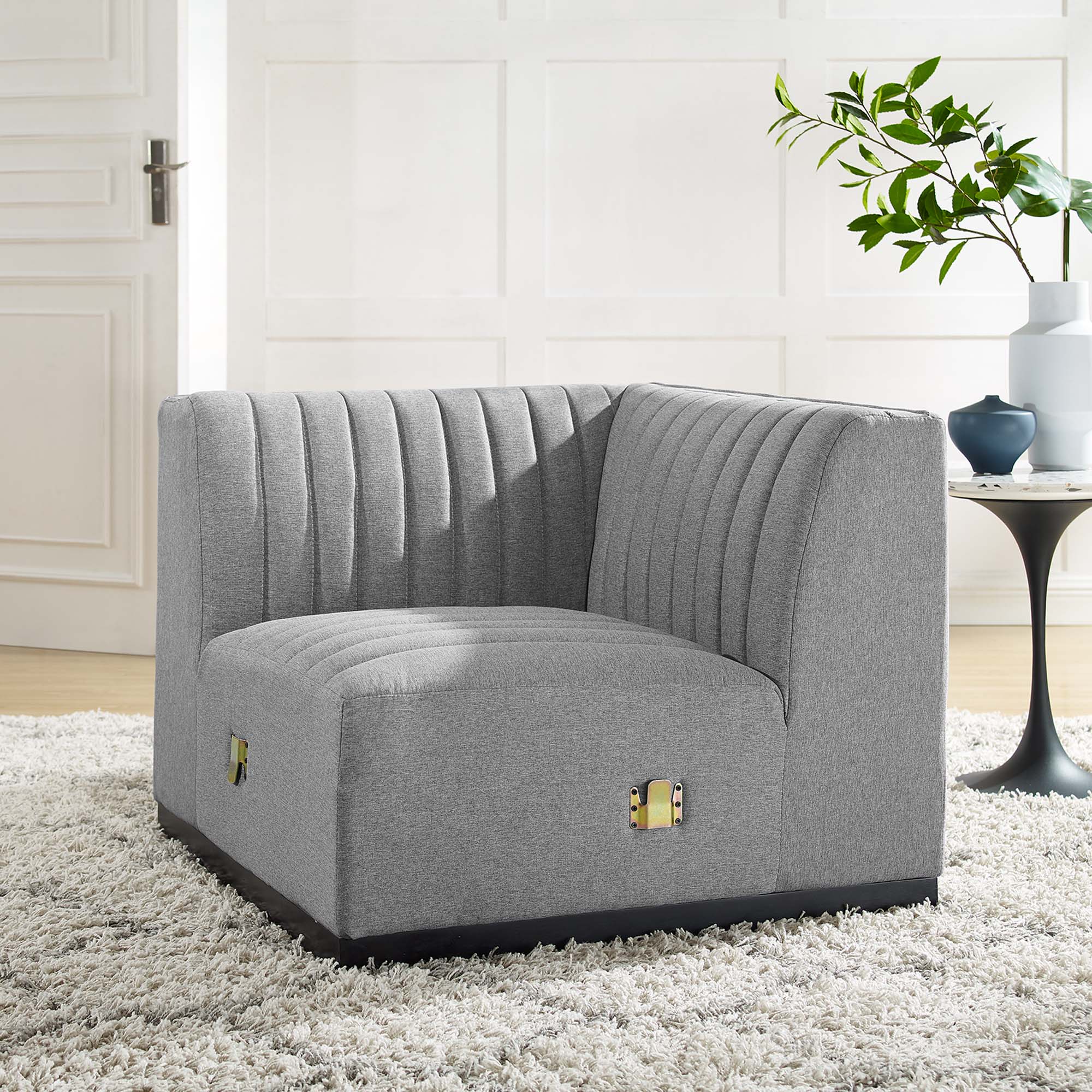 Chaise d'angle gauche en tissu capitonné Conjure Channel