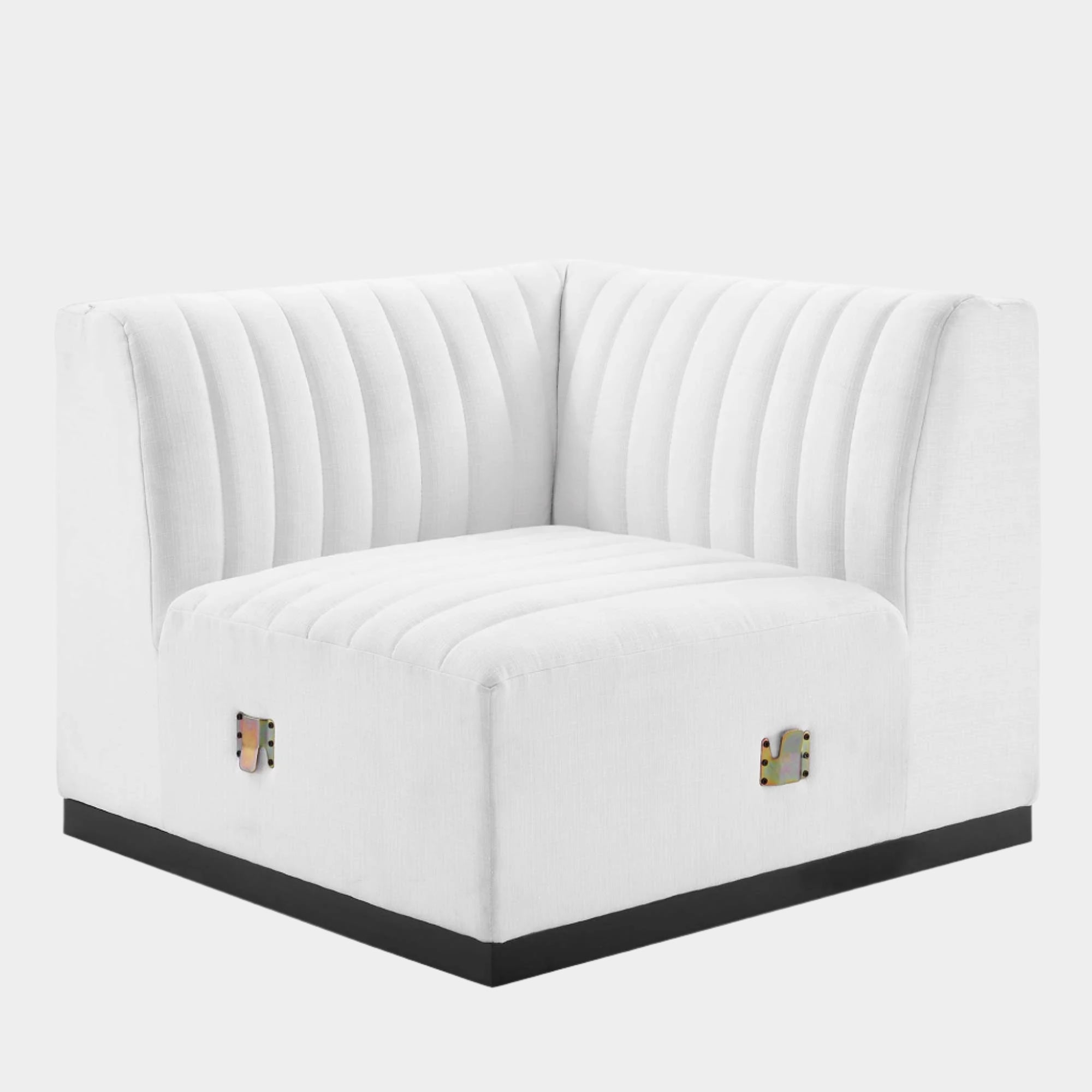 Chaise d'angle gauche en tissu capitonné Conjure Channel