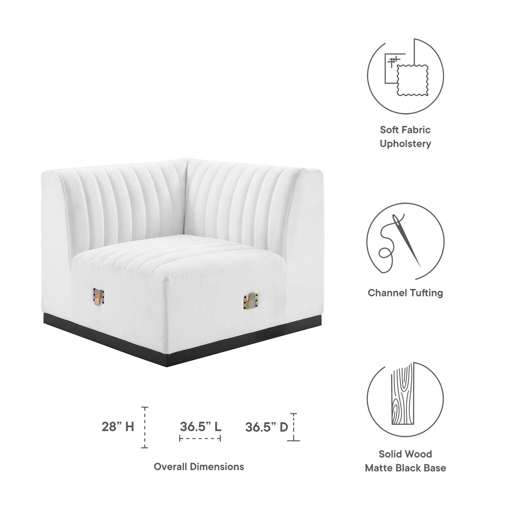Chaise d'angle gauche en tissu capitonné Conjure Channel