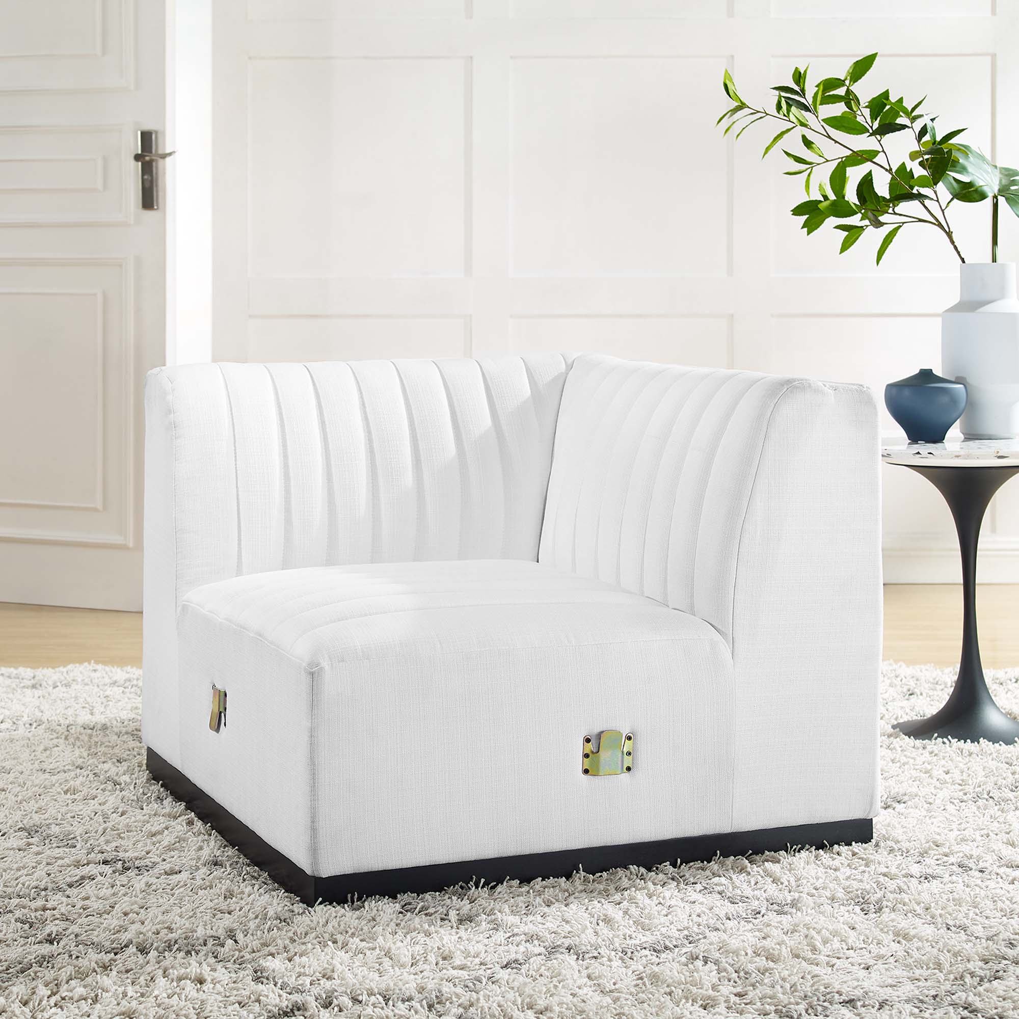 Chaise d'angle gauche en tissu capitonné Conjure Channel