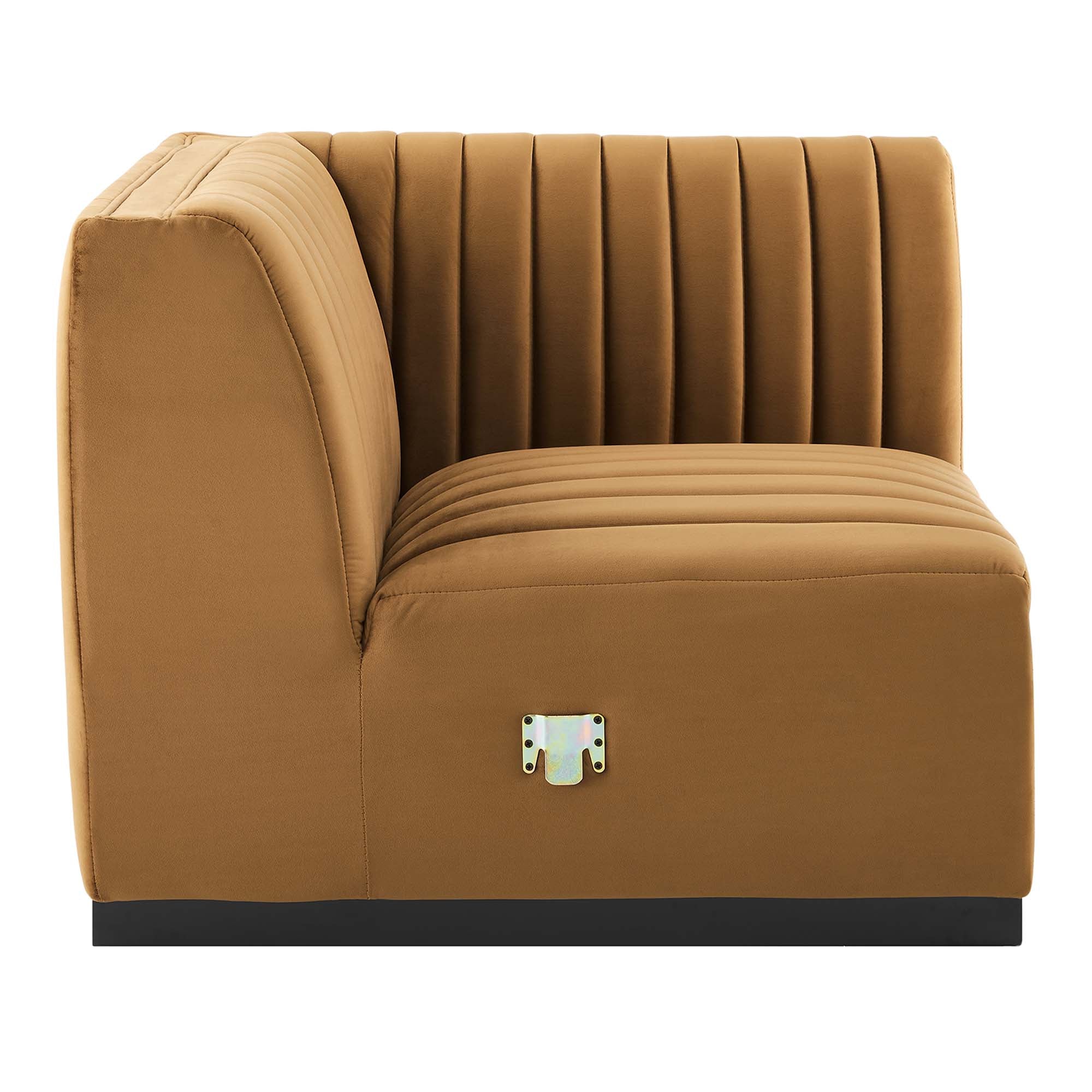 Fauteuil d'angle droit en velours capitonné Conjure Channel
