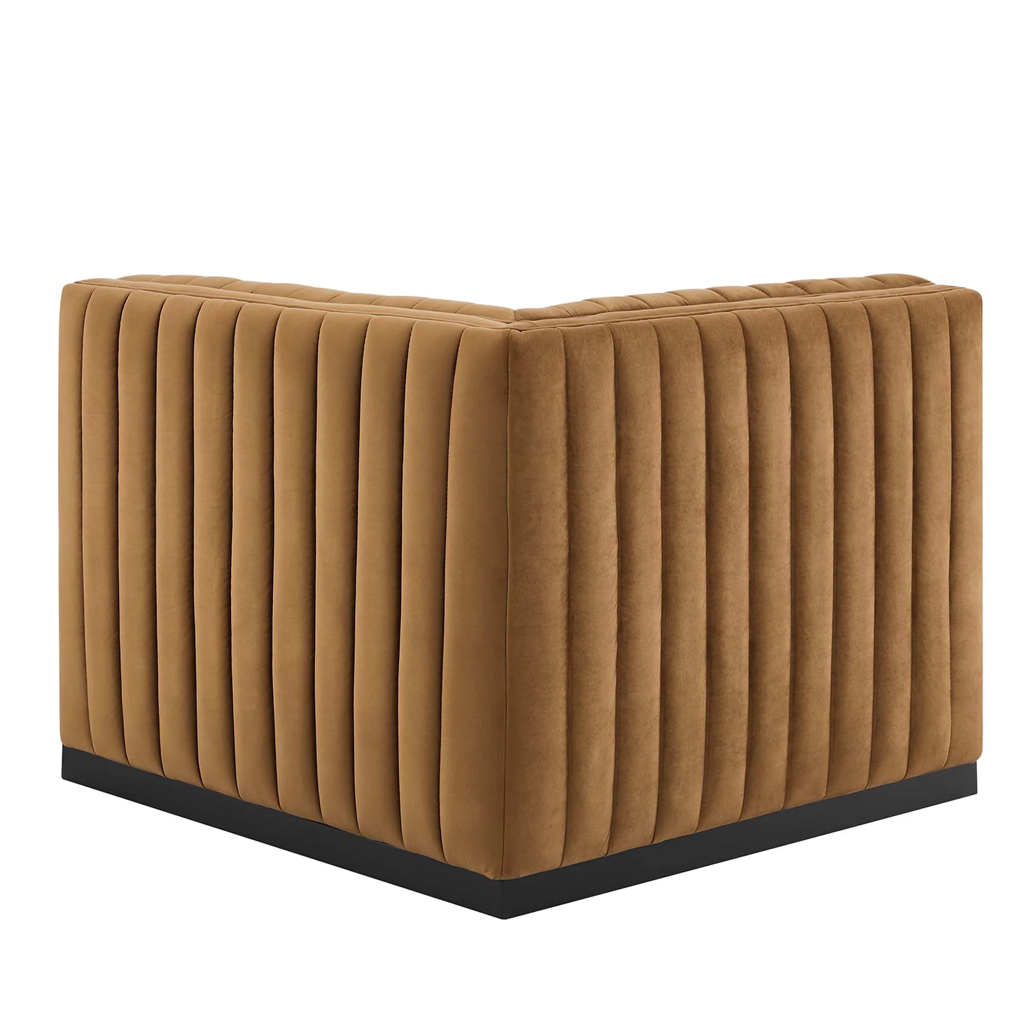 Fauteuil d'angle droit en velours capitonné Conjure Channel