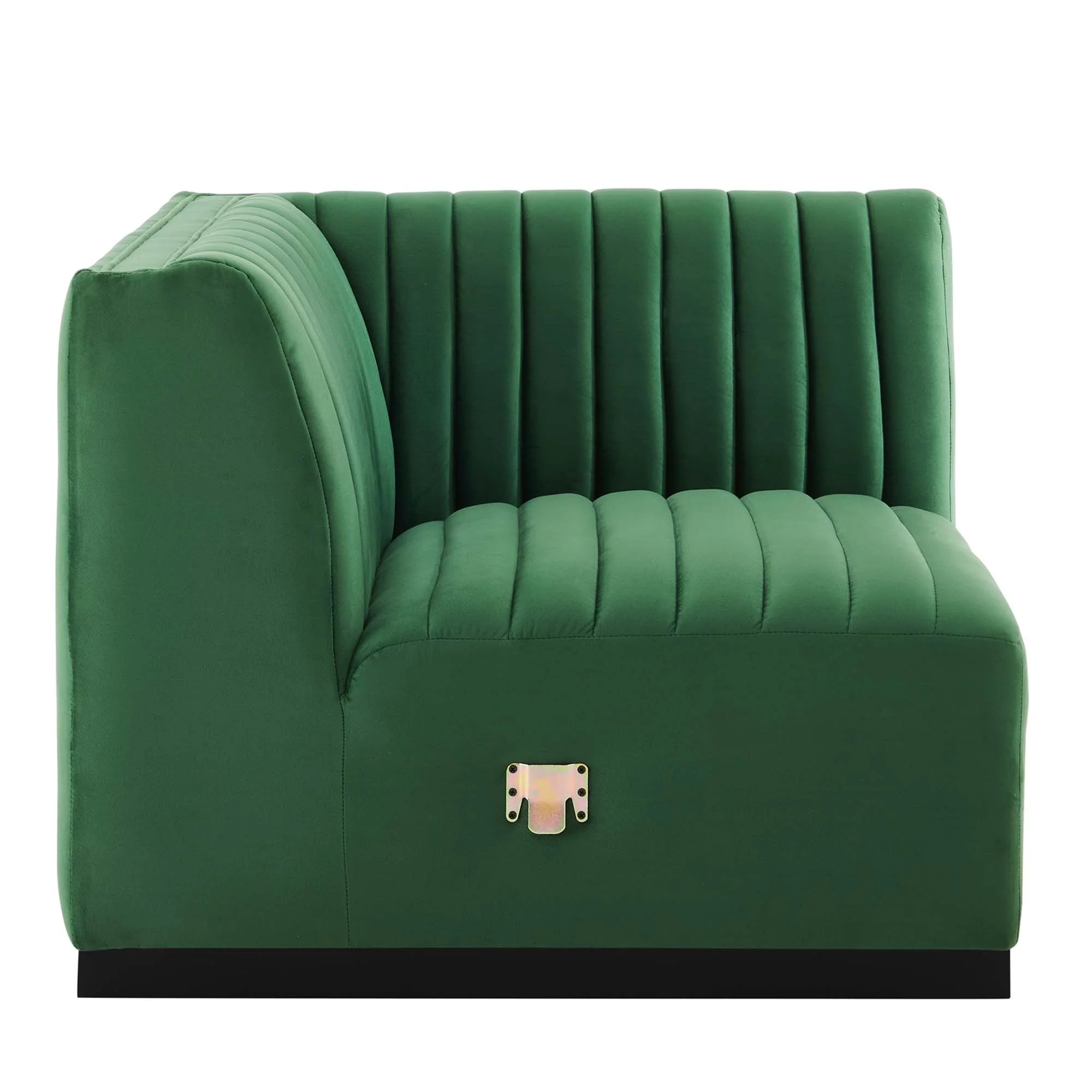 Fauteuil d'angle droit en velours capitonné Conjure Channel