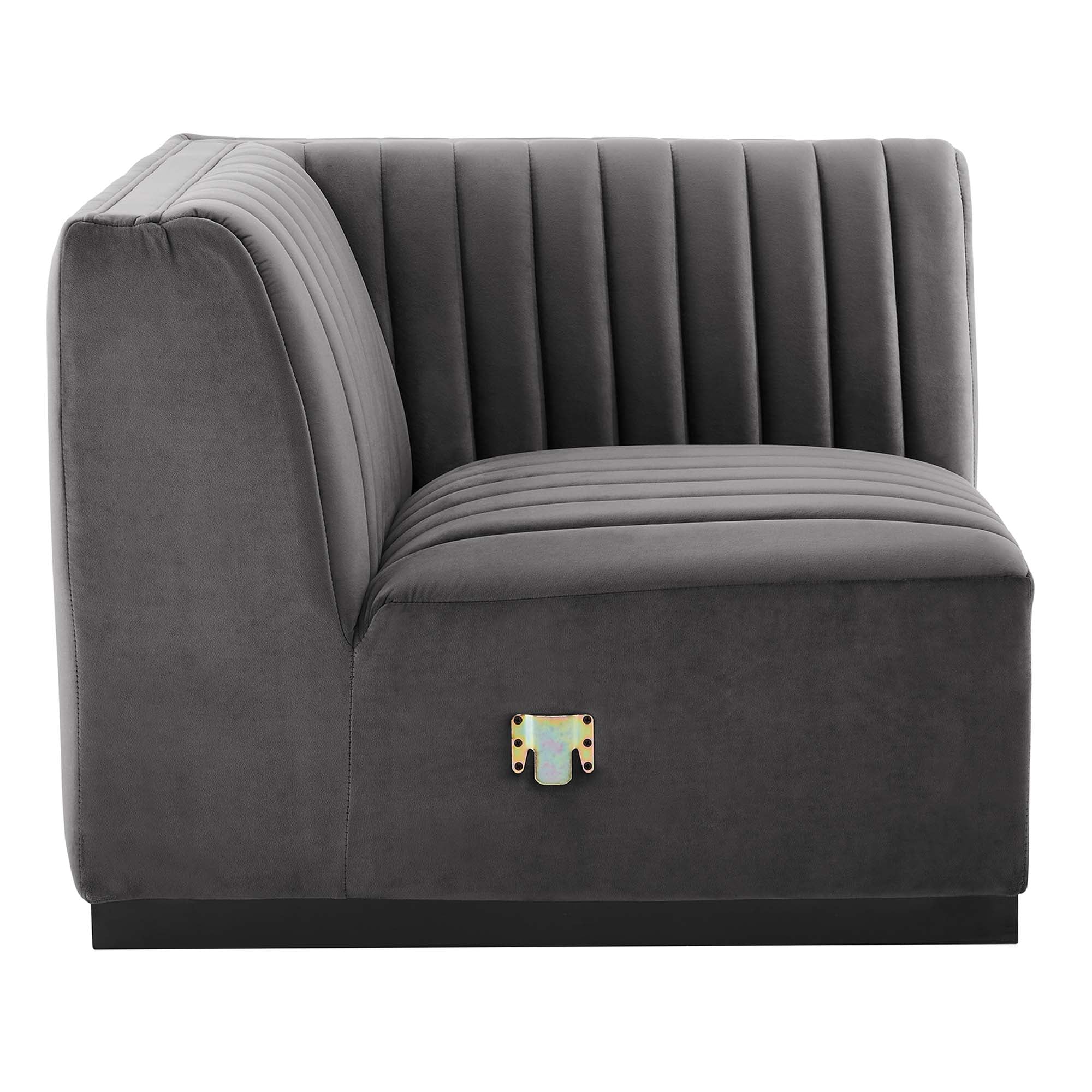 Fauteuil d'angle droit en velours capitonné Conjure Channel