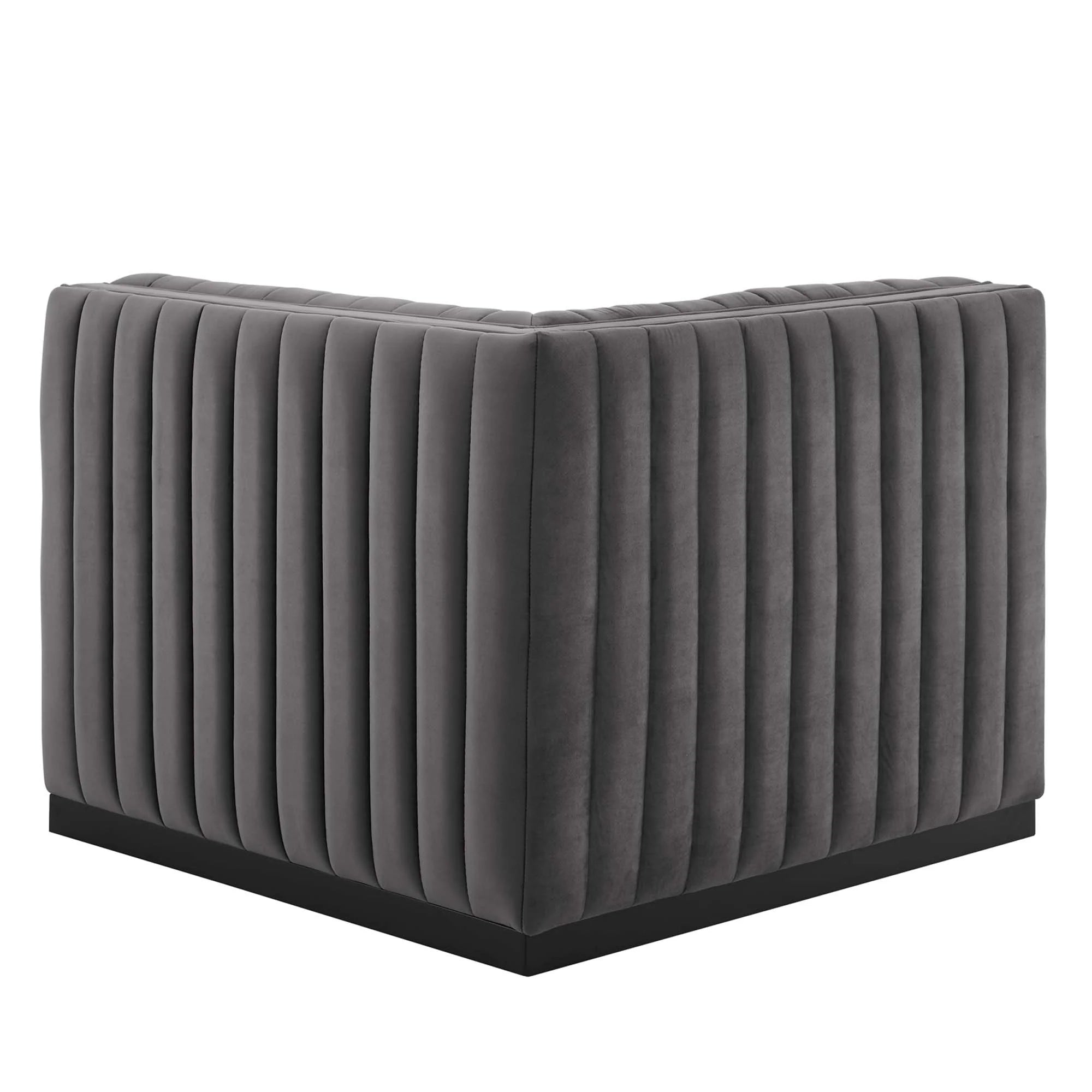 Fauteuil d'angle droit en velours capitonné Conjure Channel
