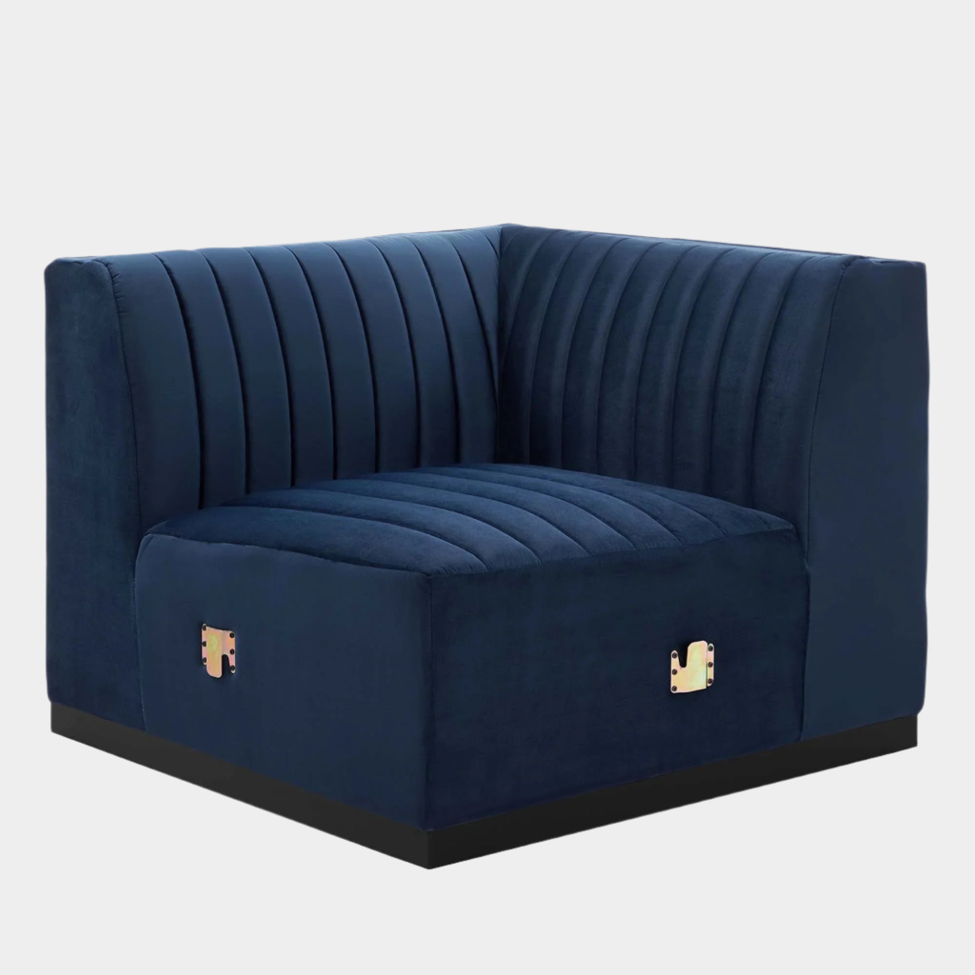 Fauteuil d'angle droit en velours capitonné Conjure Channel
