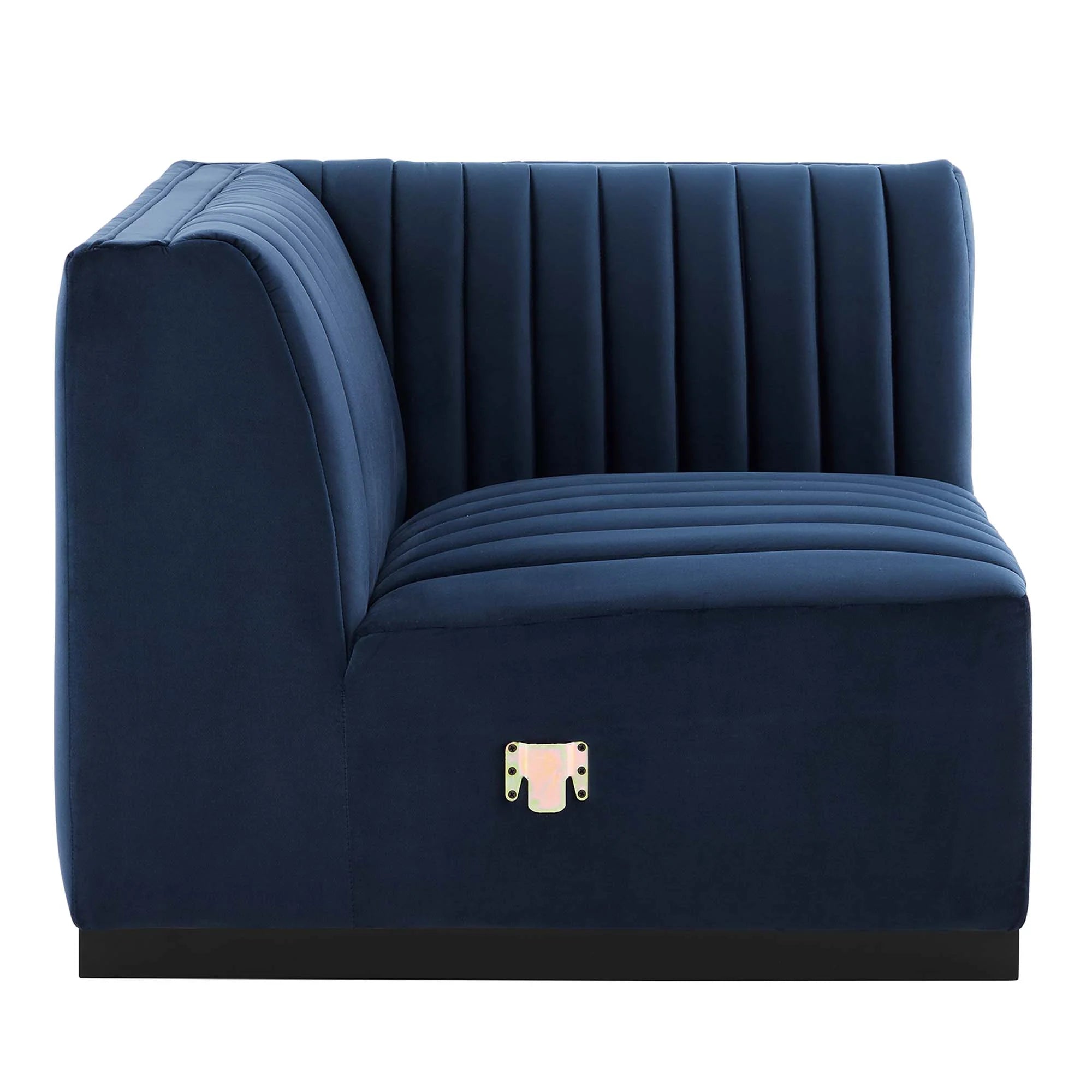 Fauteuil d'angle droit en velours capitonné Conjure Channel