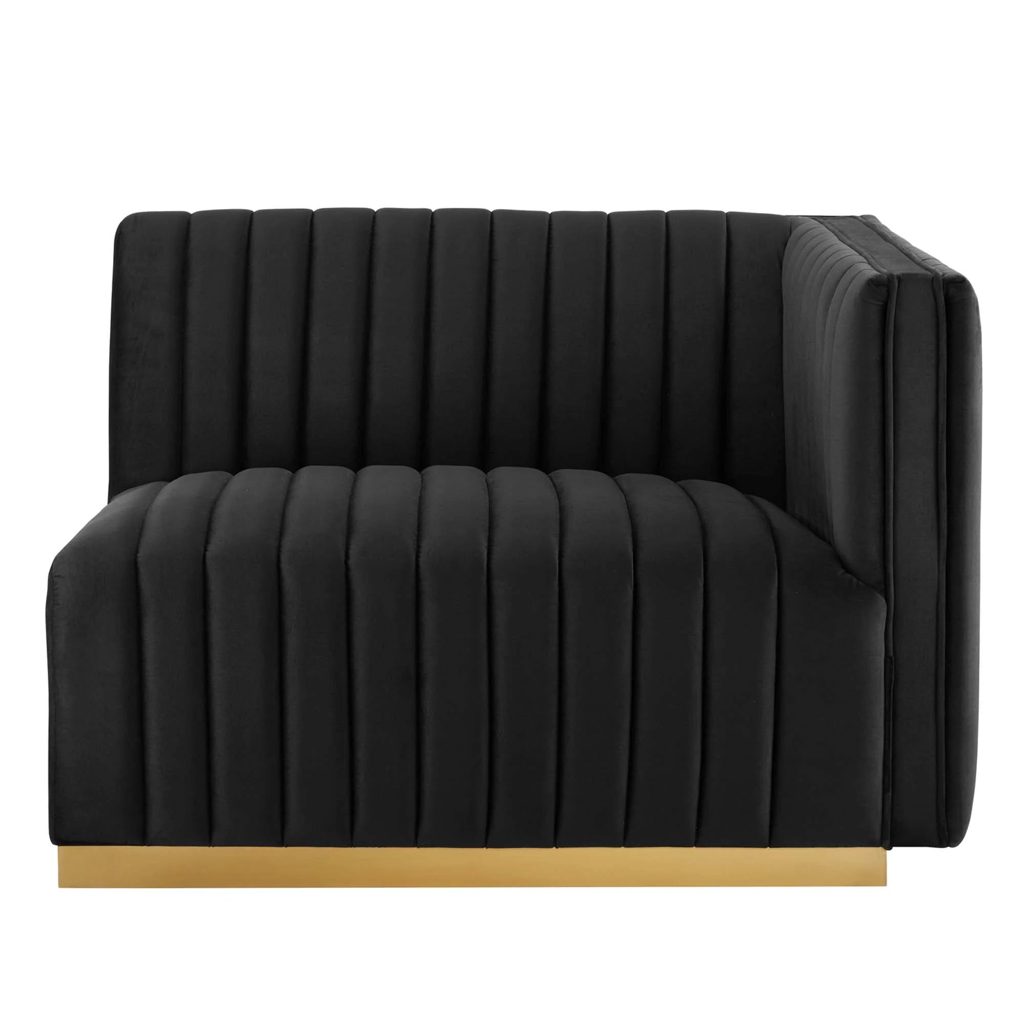 Fauteuil à accoudoir droit capitonné en velours haute performance Conjure Channel