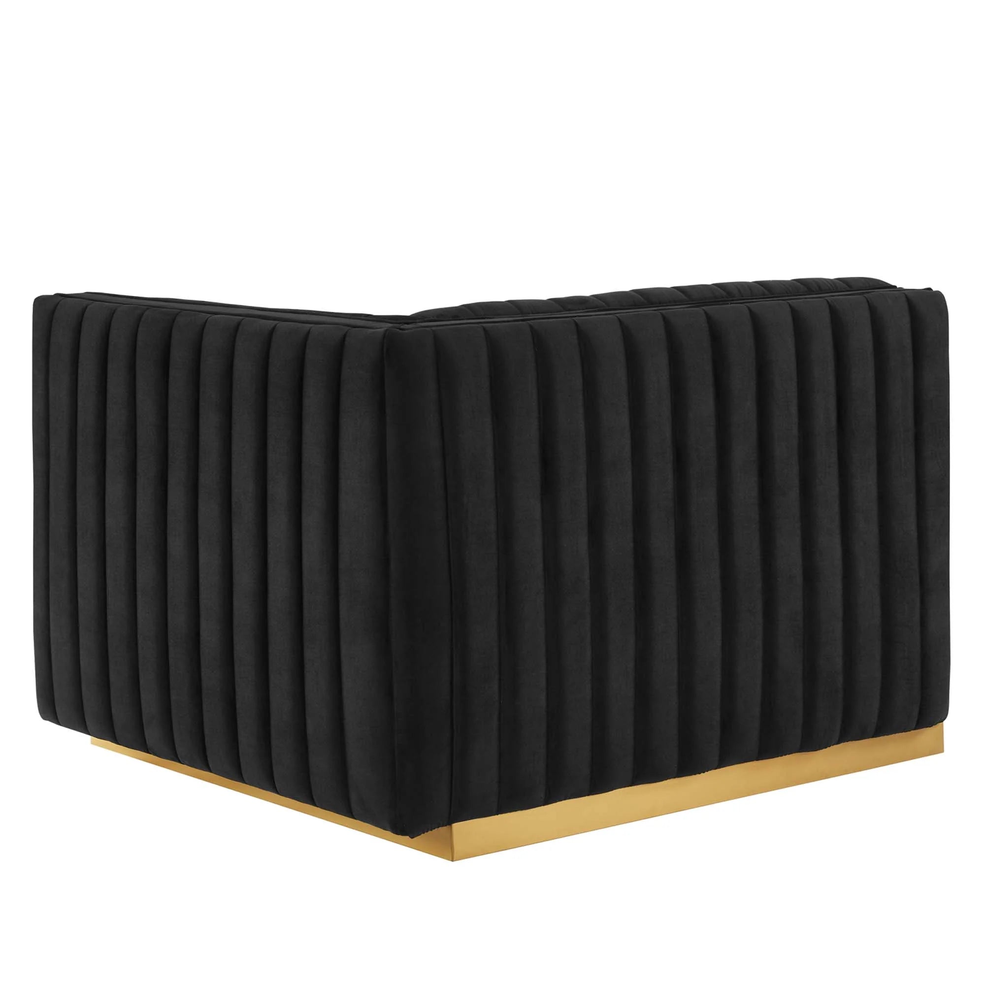 Fauteuil à accoudoir droit capitonné en velours haute performance Conjure Channel