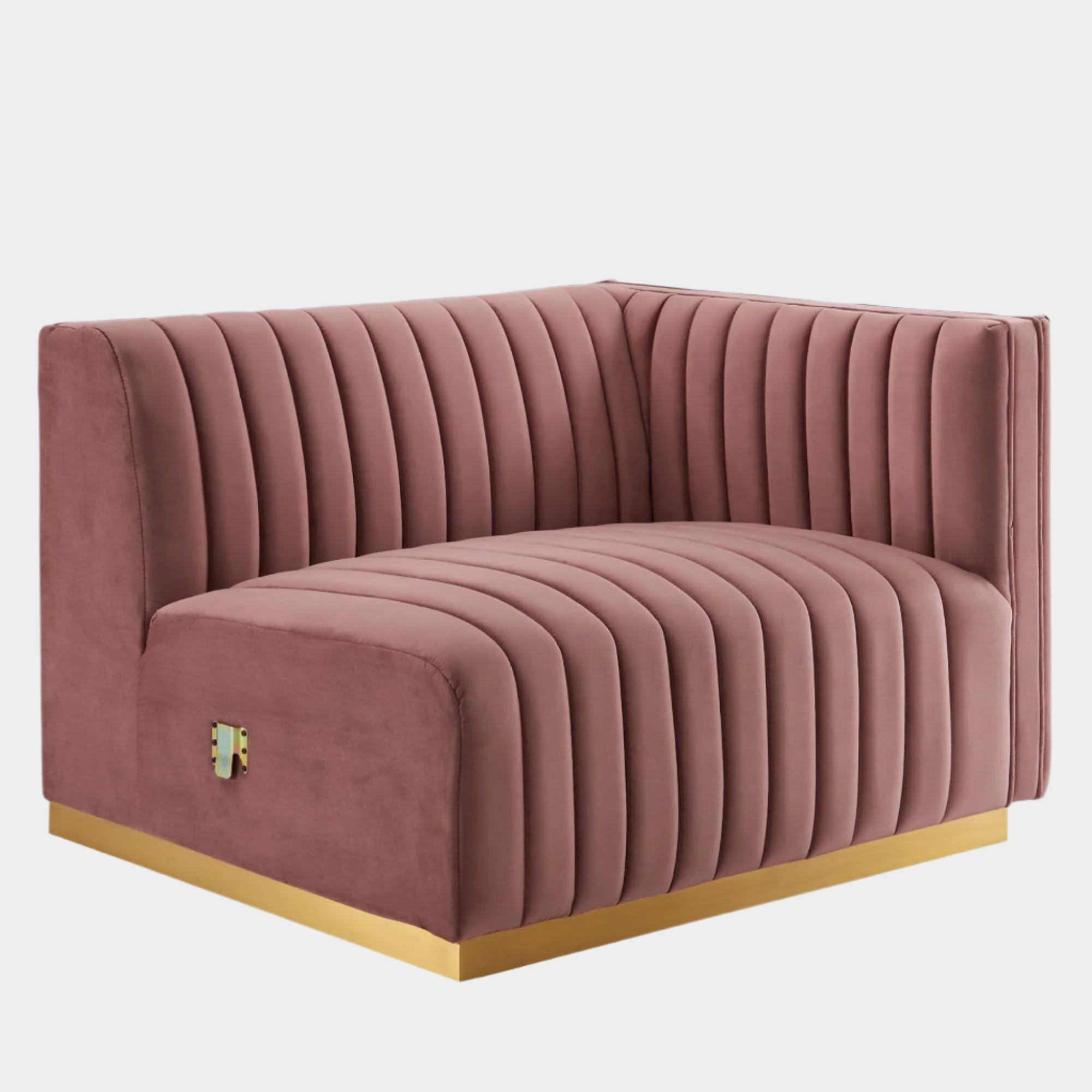 Fauteuil à accoudoir droit capitonné en velours haute performance Conjure Channel