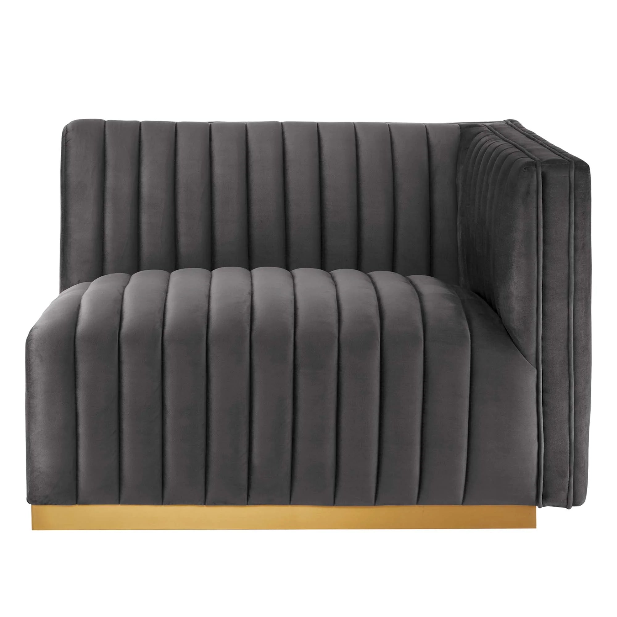 Fauteuil à accoudoir droit capitonné en velours haute performance Conjure Channel