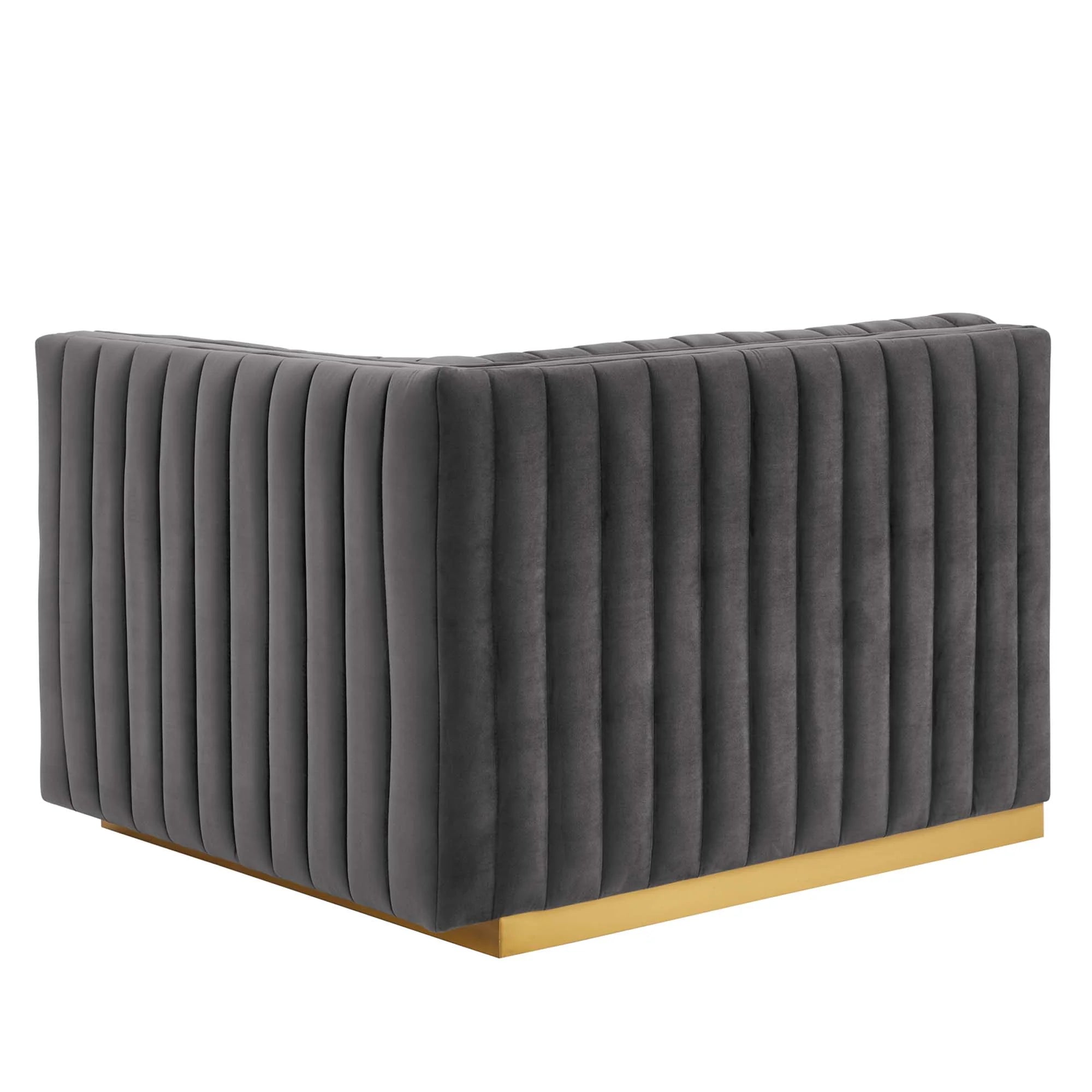 Fauteuil à accoudoir droit capitonné en velours haute performance Conjure Channel