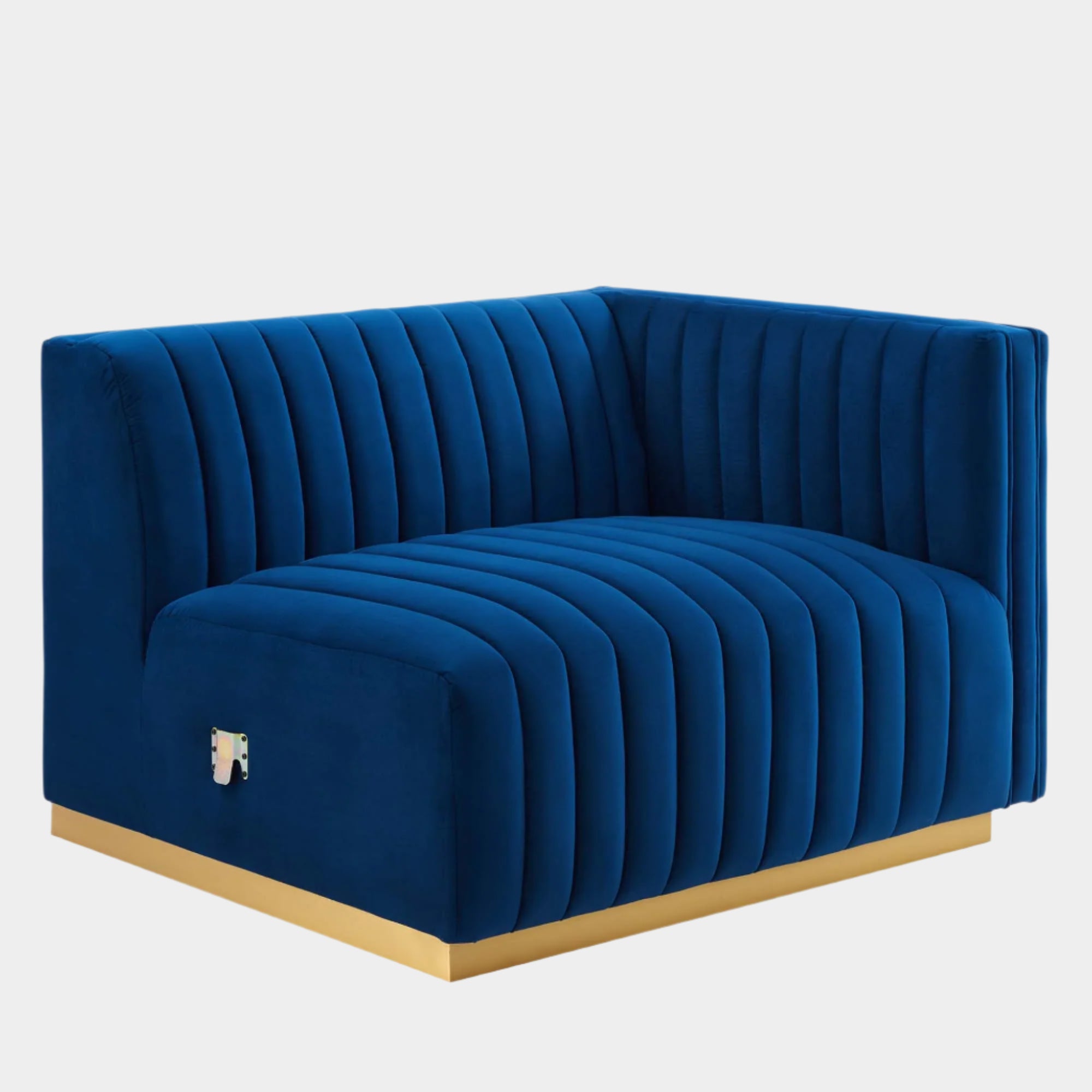 Fauteuil à accoudoir droit capitonné en velours haute performance Conjure Channel