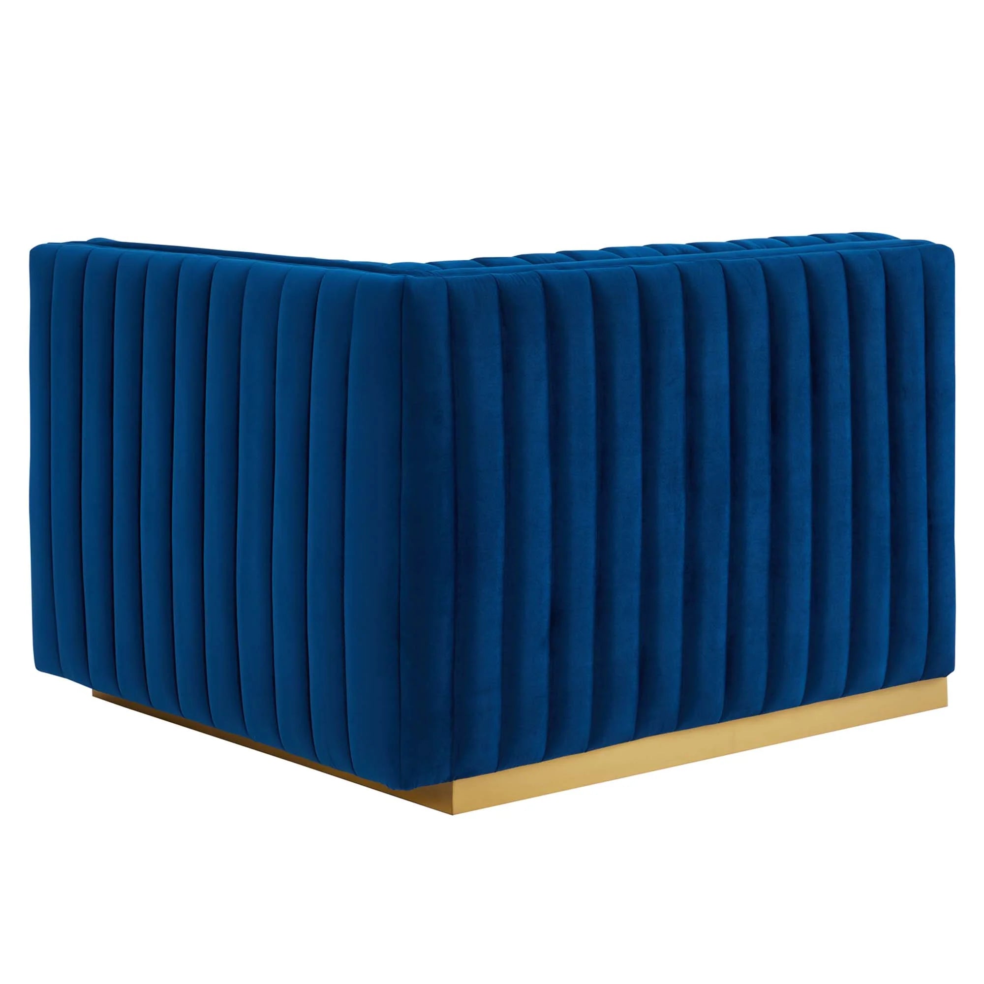 Fauteuil à accoudoir droit capitonné en velours haute performance Conjure Channel