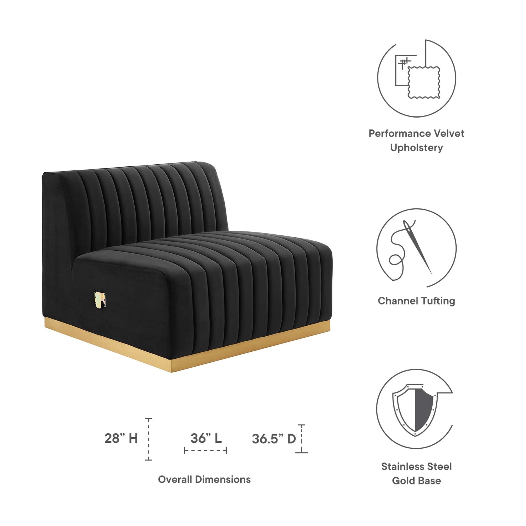 Fauteuil sans accoudoirs en velours touffeté Conjure Channel