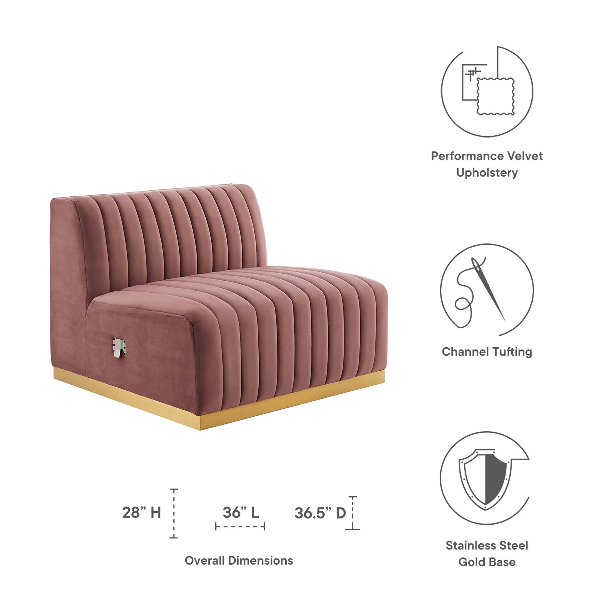 Fauteuil sans accoudoirs en velours touffeté Conjure Channel