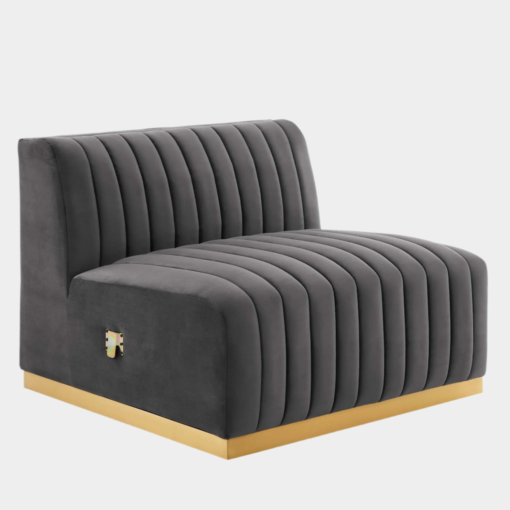 Fauteuil sans accoudoirs en velours touffeté Conjure Channel