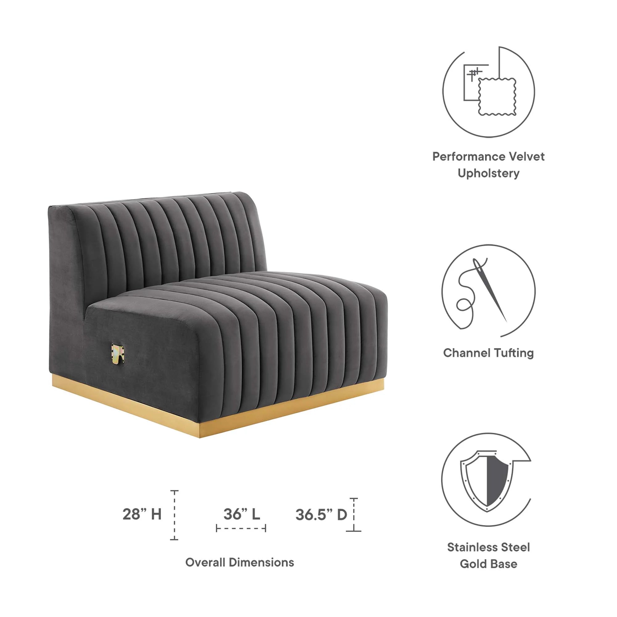 Fauteuil sans accoudoirs en velours touffeté Conjure Channel