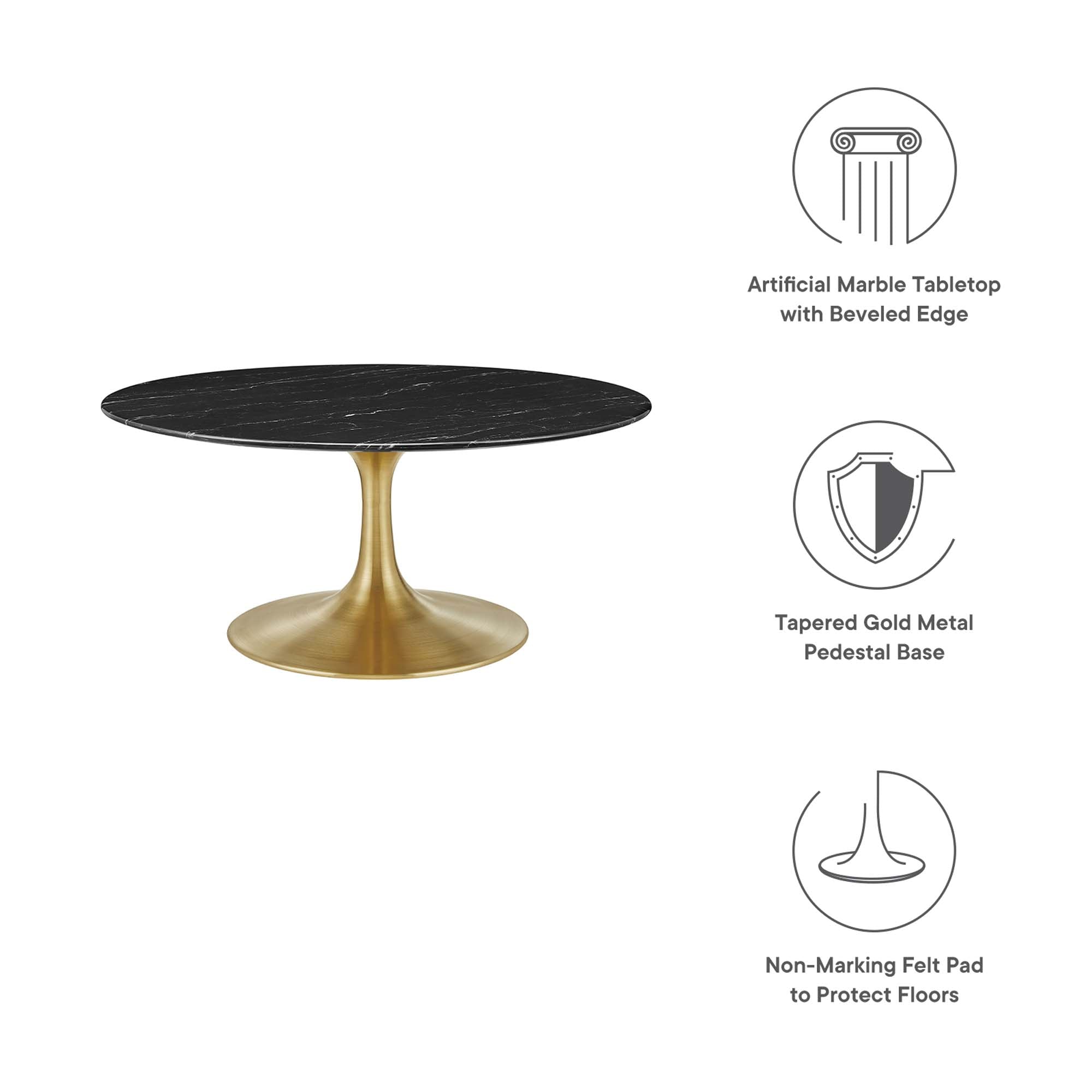 Lippa 36" Round Faux Marble Coffee Table
