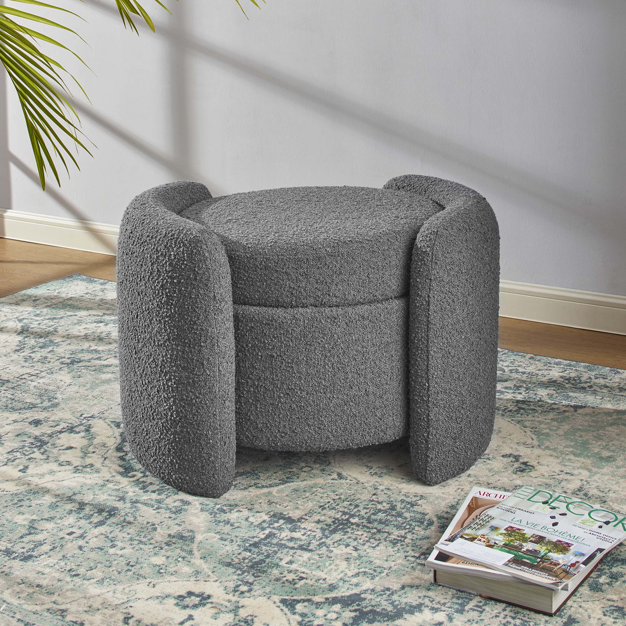 Nebula Boucle Upholstered Ottoman