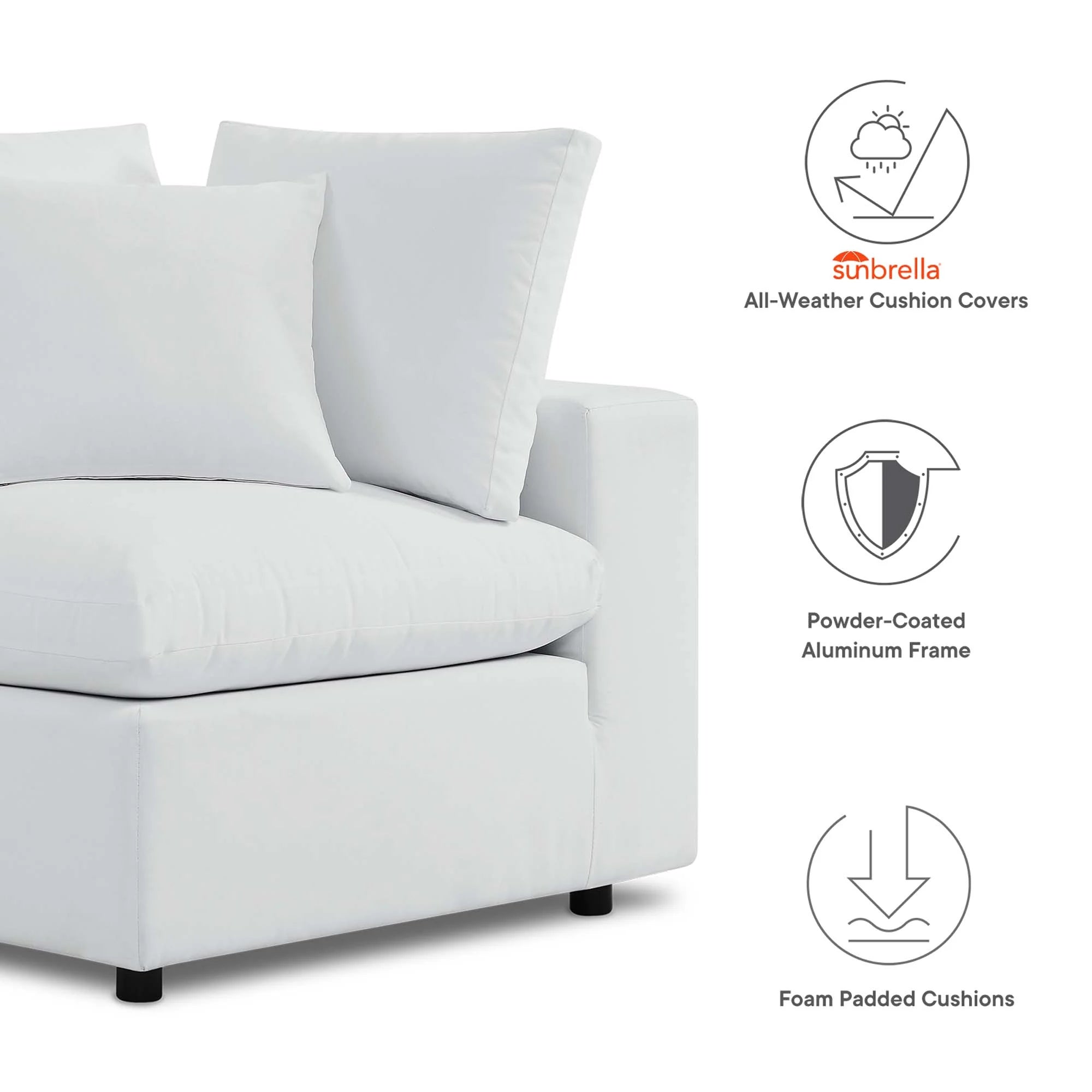 Commix 4-Piece Sunbrella® Outdoor Patio Sectional Sofa in White