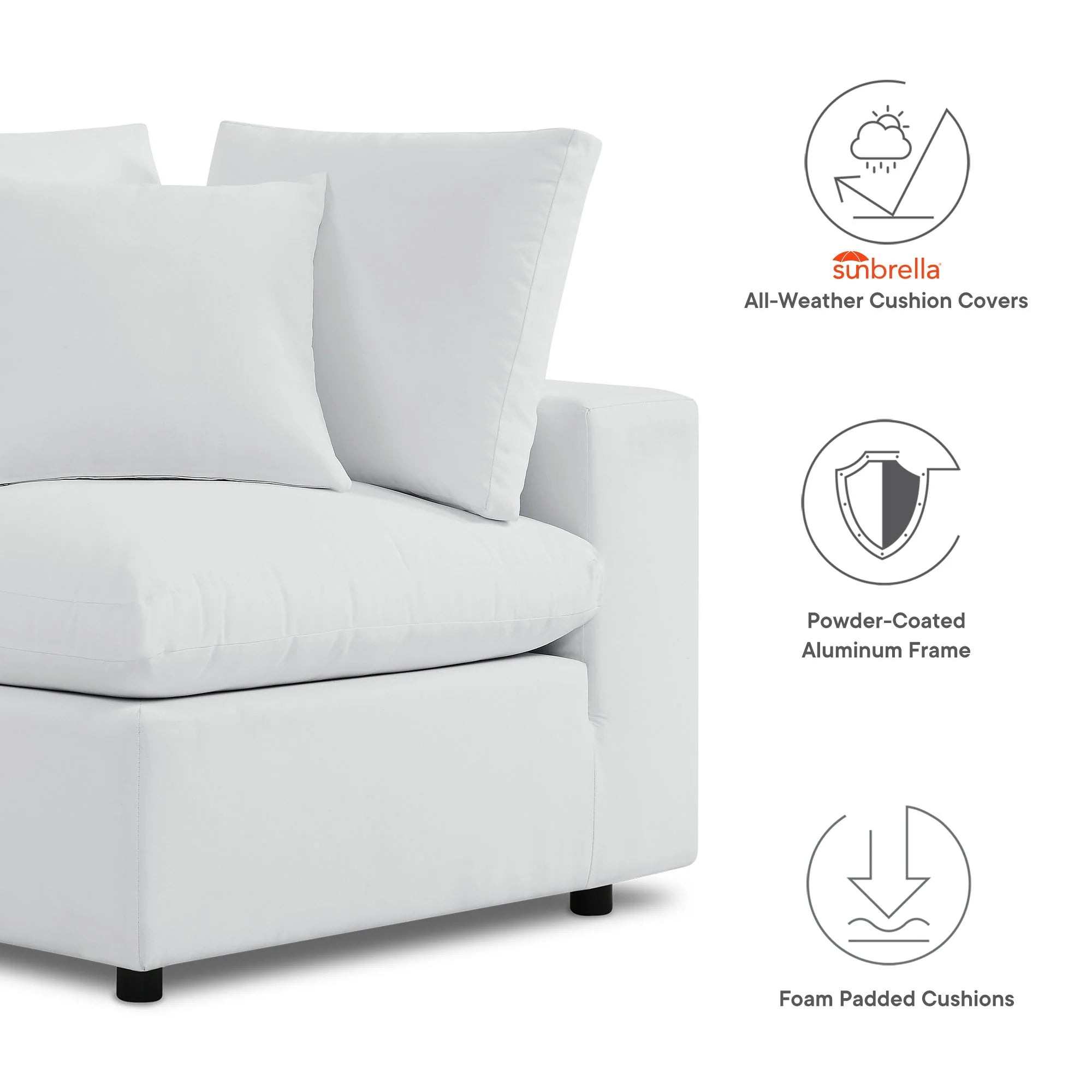 Commix 5-Piece Sunbrella® Outdoor Patio Sectional Sofa in White
