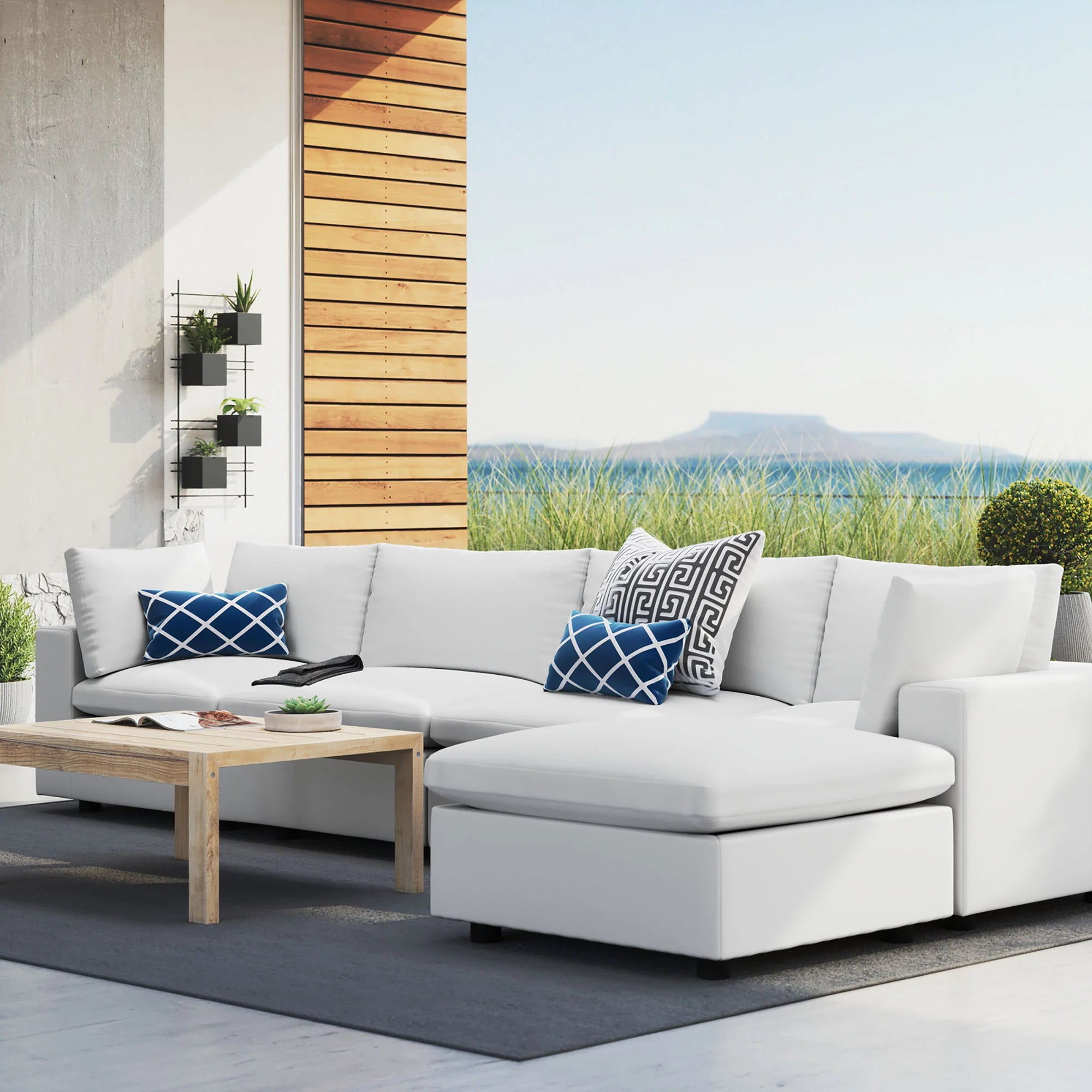 Commix 5-Piece Sunbrella® Outdoor Patio Sectional Sofa in White