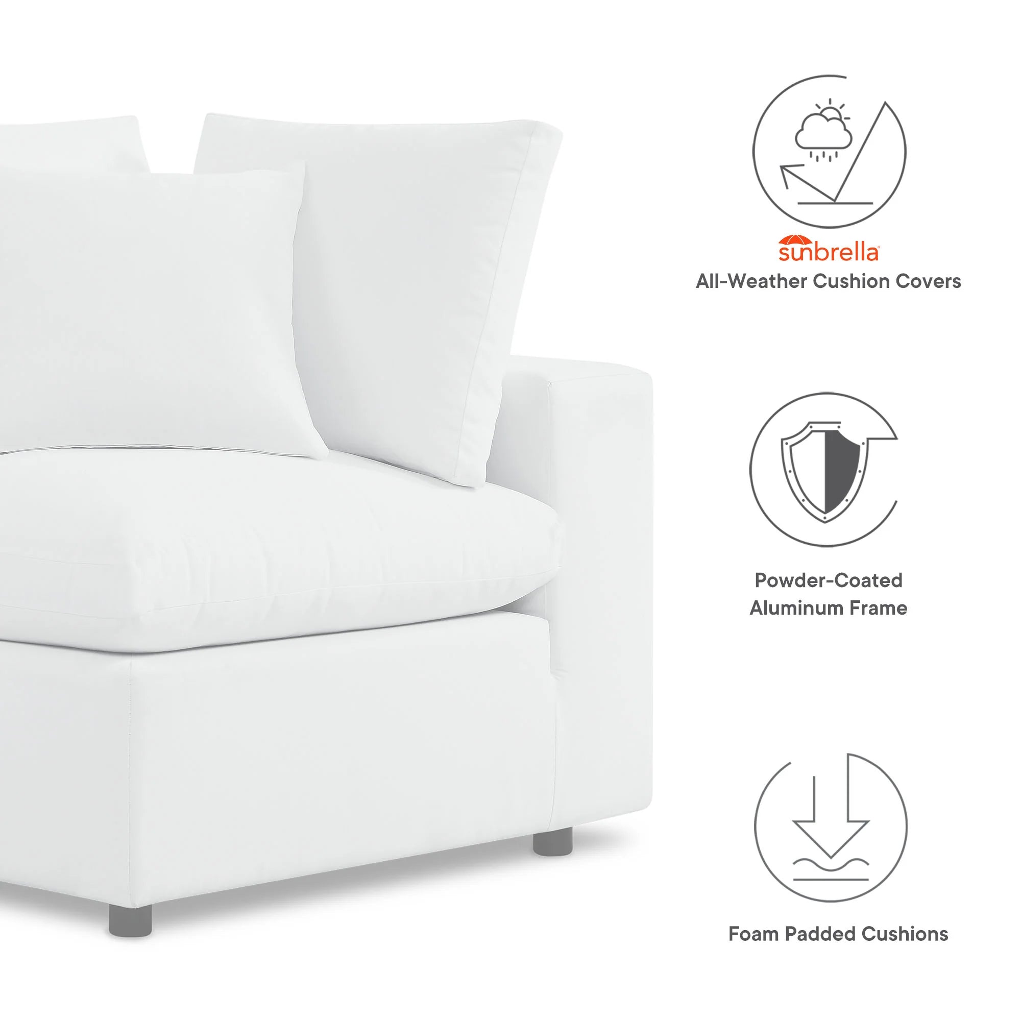 Commix 6-Piece Sunbrella® Outdoor Patio Sectional Sofa in White