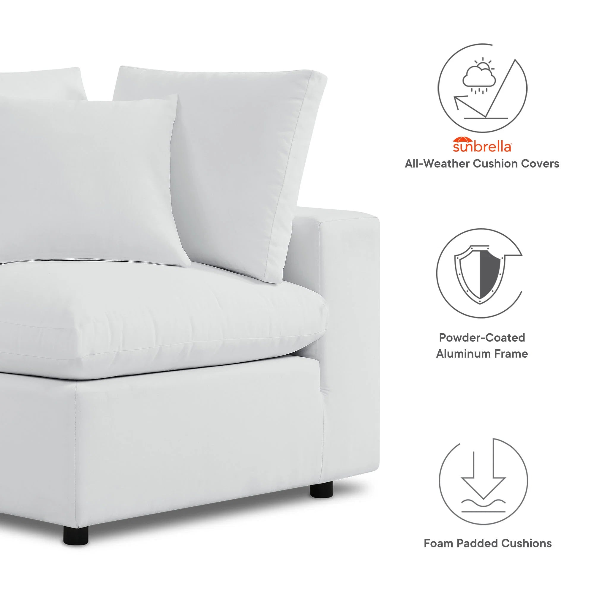 Commix 7-Piece Sunbrella® Outdoor Patio Sectional Sofa in White
