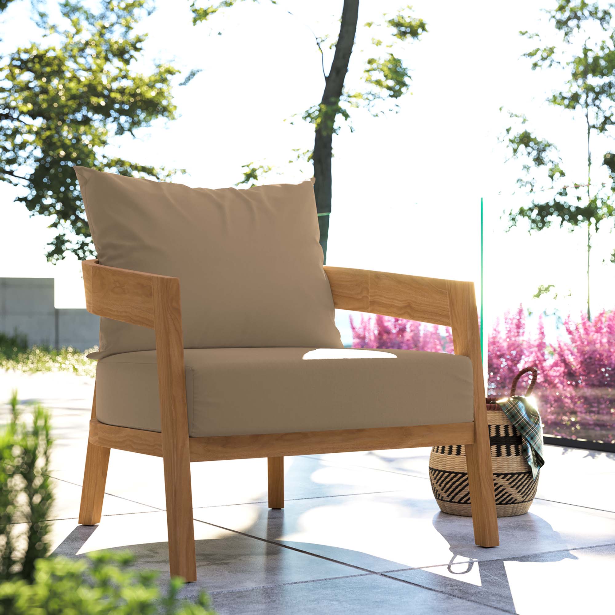 Fauteuil de terrasse extérieur en bois de teck Brisbane