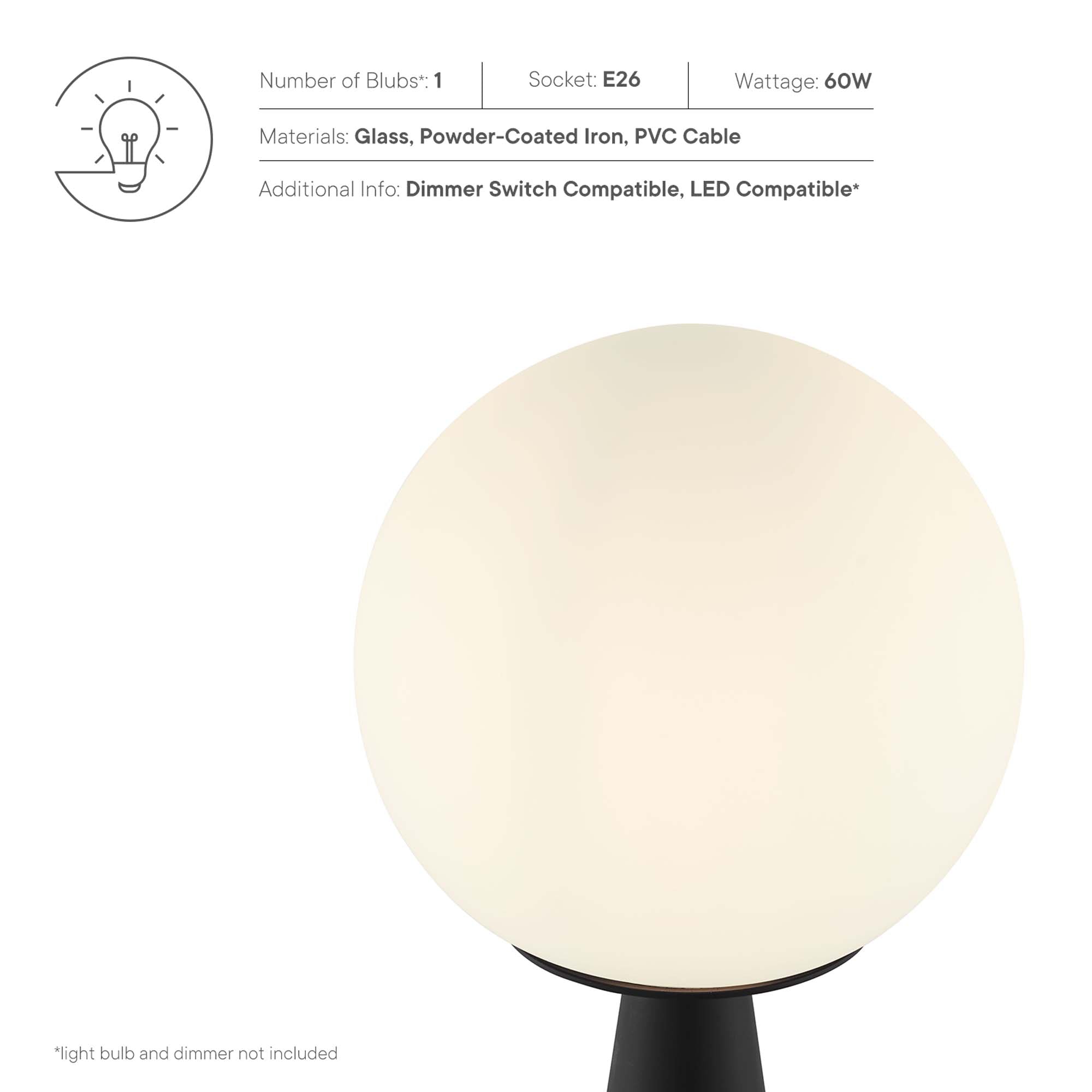 Lampe de table en verre Apex Glass Globe en blanc et noir