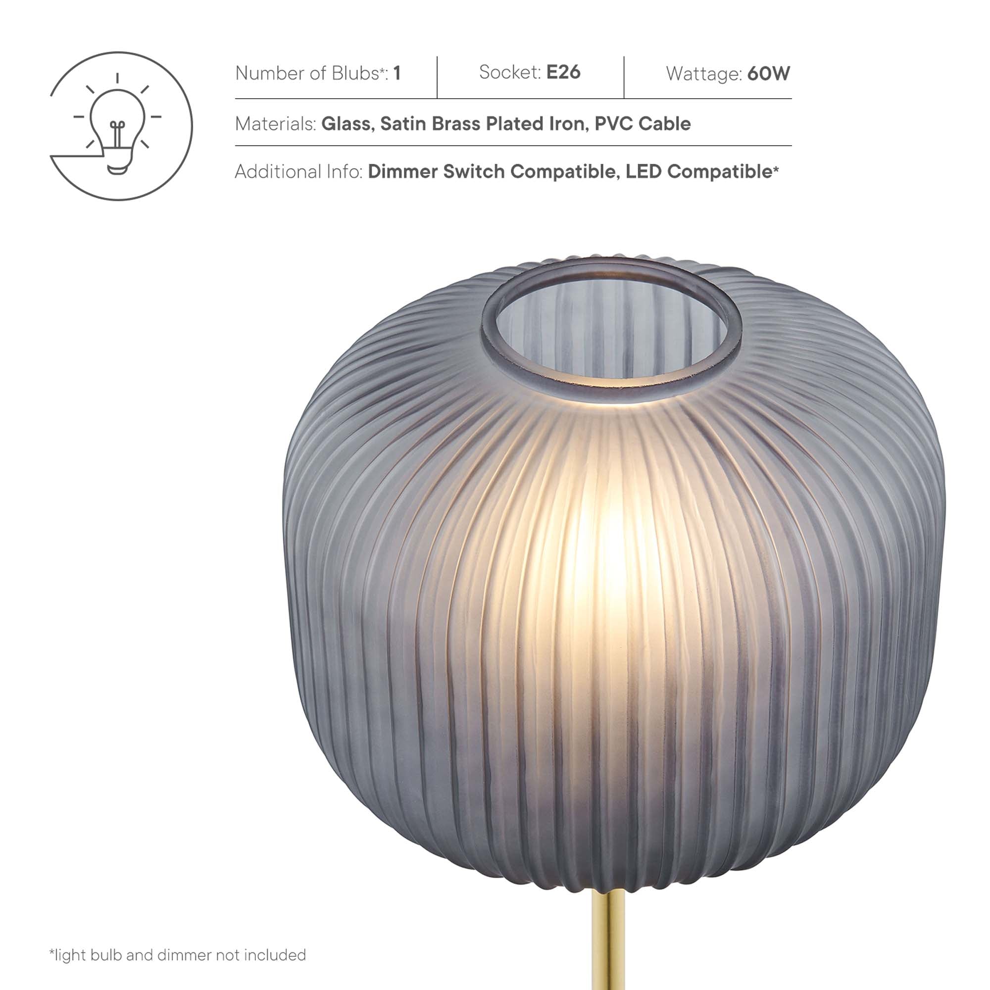 Lampe de table en verre et métal Reprise Glass Sphere