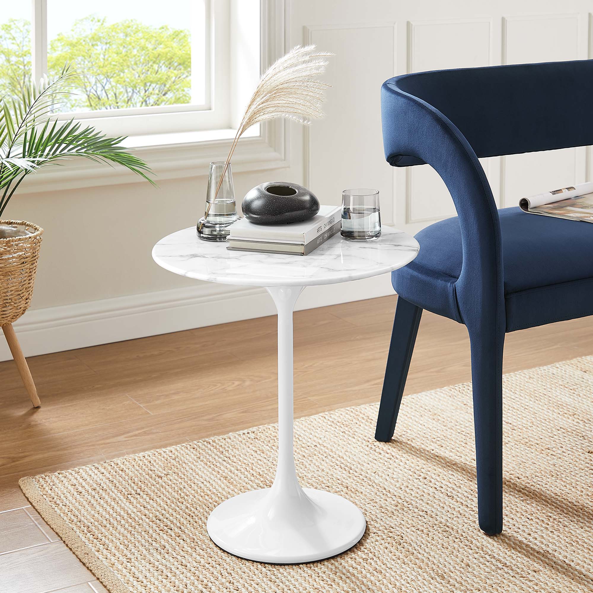 Lippa Round Artificial Marble Side Table
