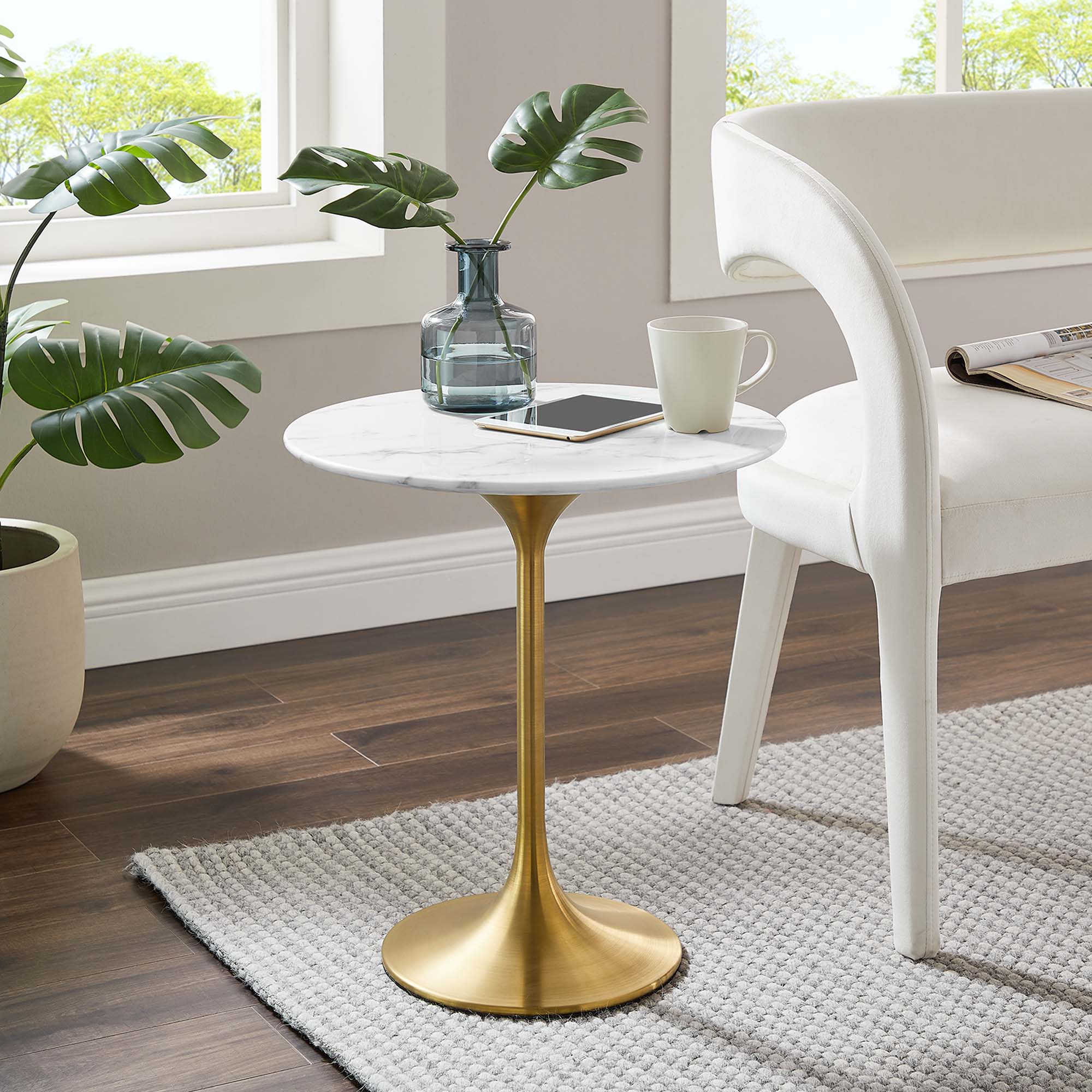 Lippa Round Artificial Marble Side Table