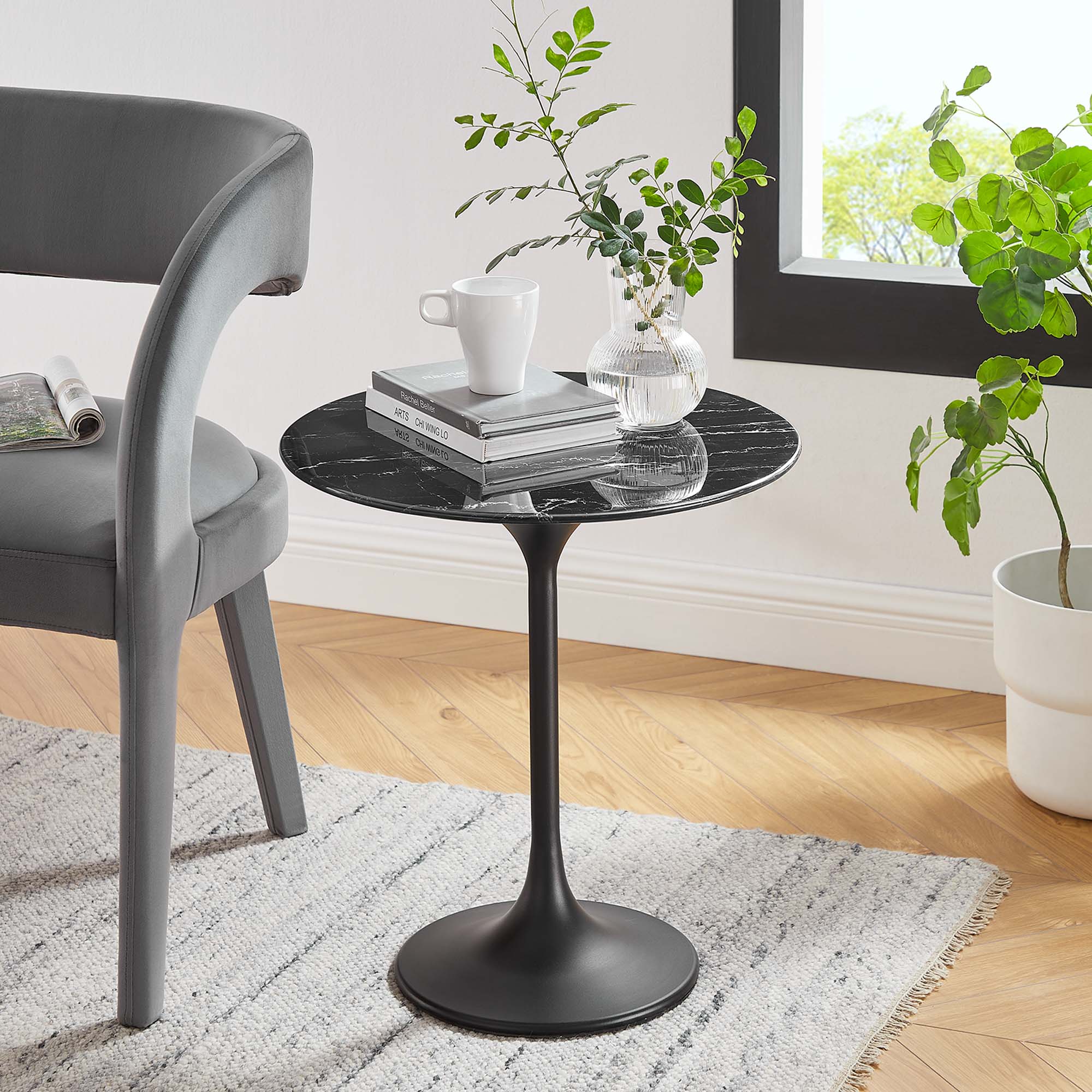 Lippa Round Artificial Marble Side Table