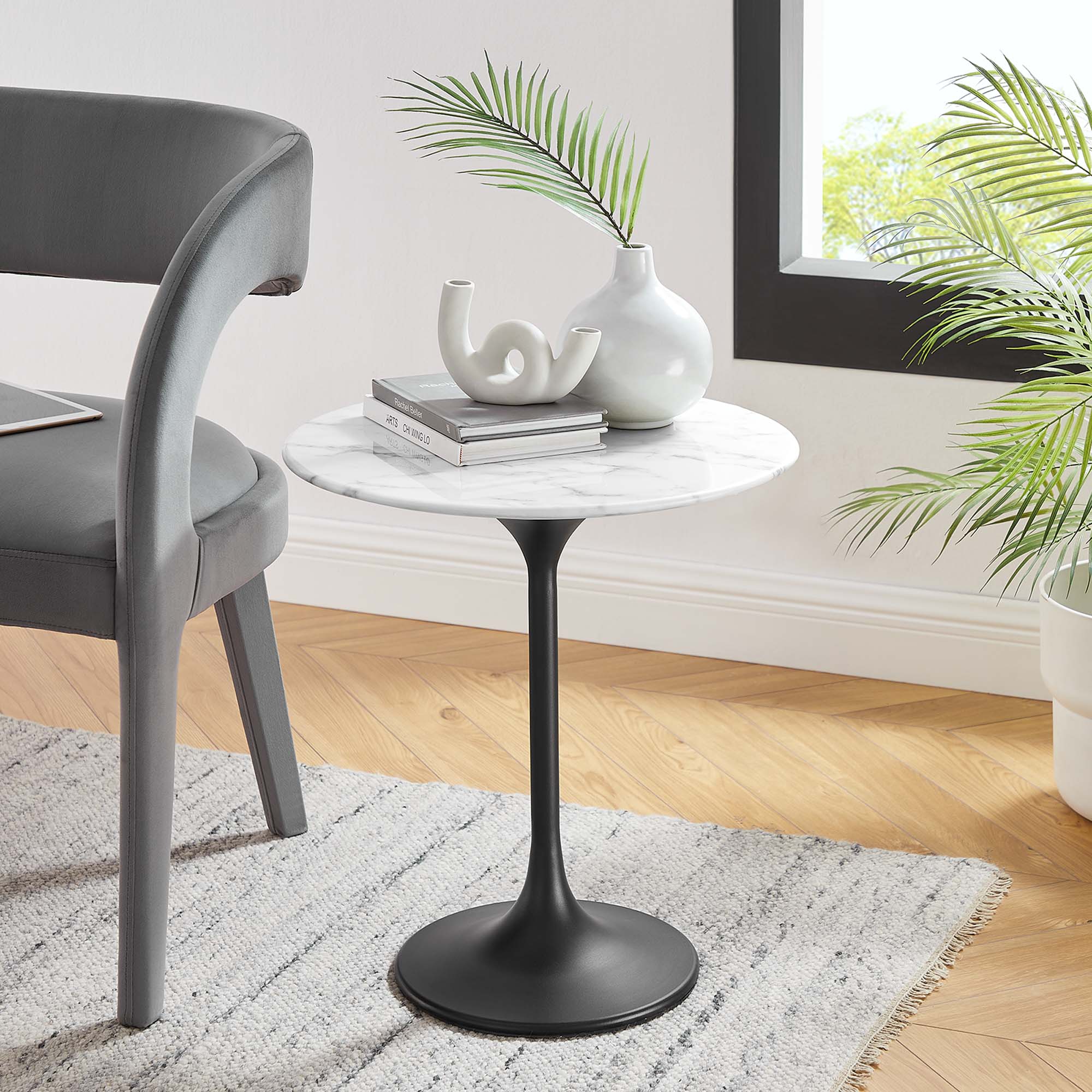Lippa Round Artificial Marble Side Table