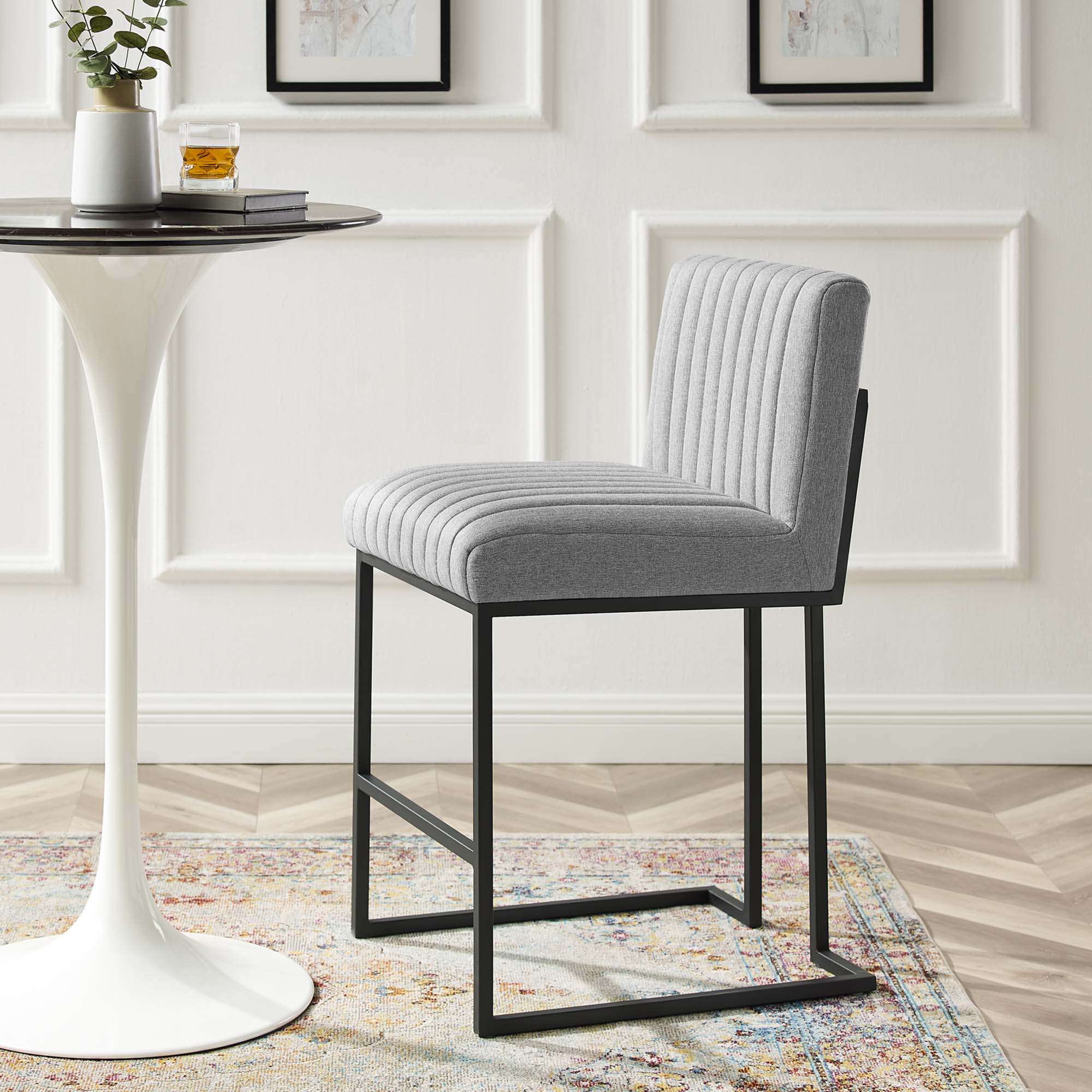 Indulge Channel Tufted Fabric Counter Stools Set of 2