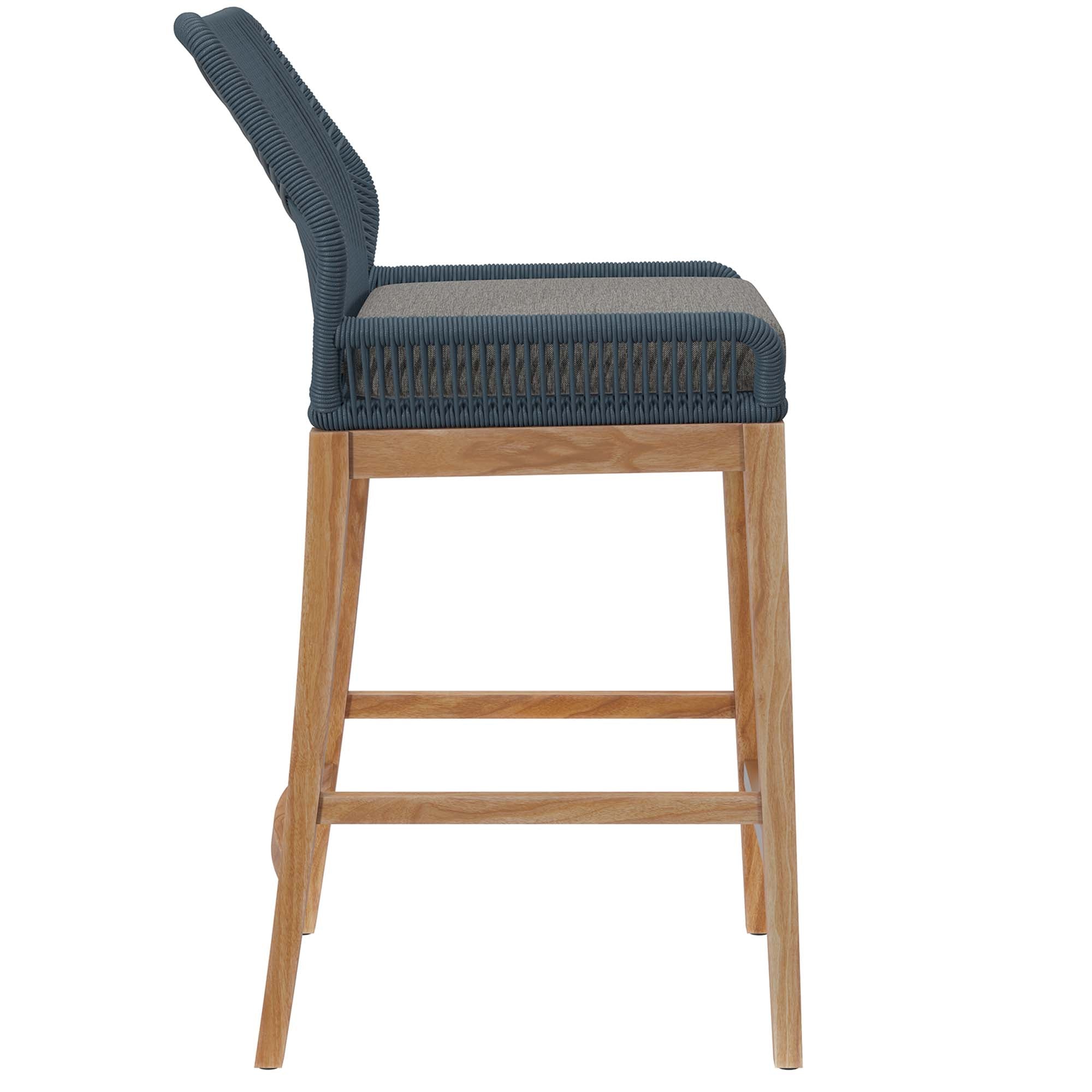 Tabouret de bar en bois de teck pour patio extérieur Wellspring