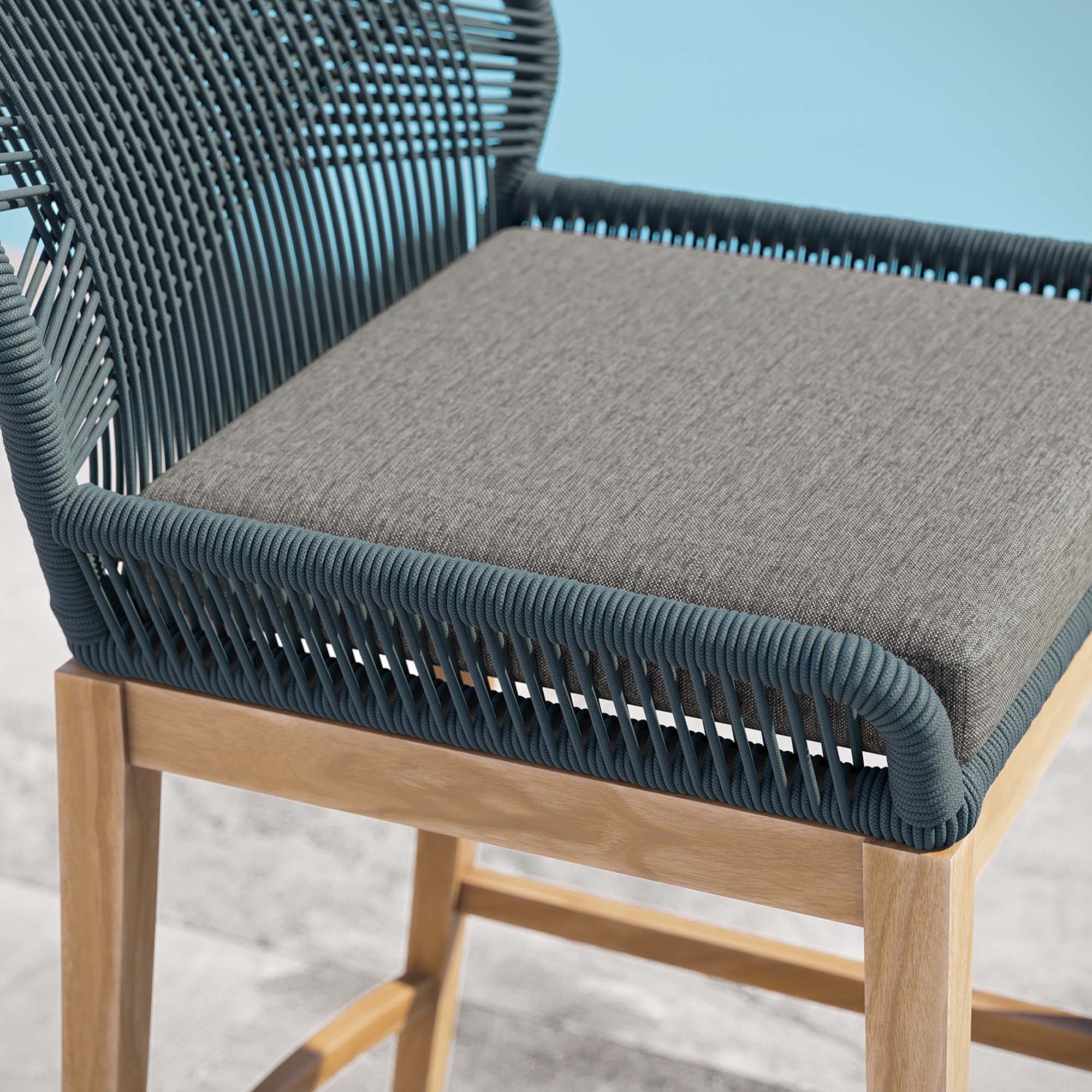 Tabouret de bar en bois de teck pour patio extérieur Wellspring